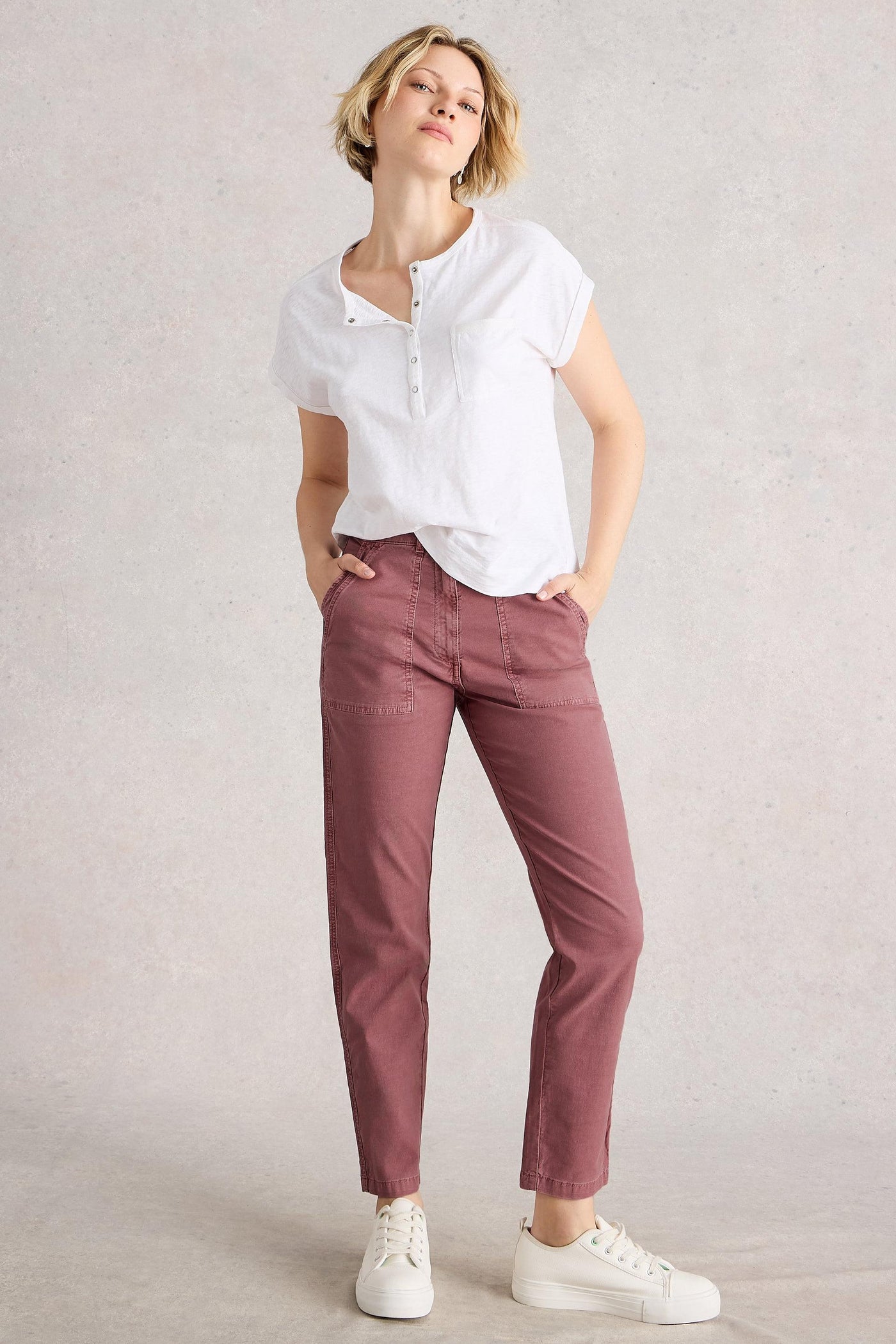 White Stuff Twister Organic Chino Mid Pink Trousers