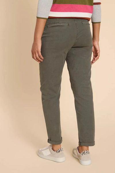 White Stuff Twister Organic Chino Trousers in Khaki Green-Womens-Ohh! By Gum - Shop Sustainable