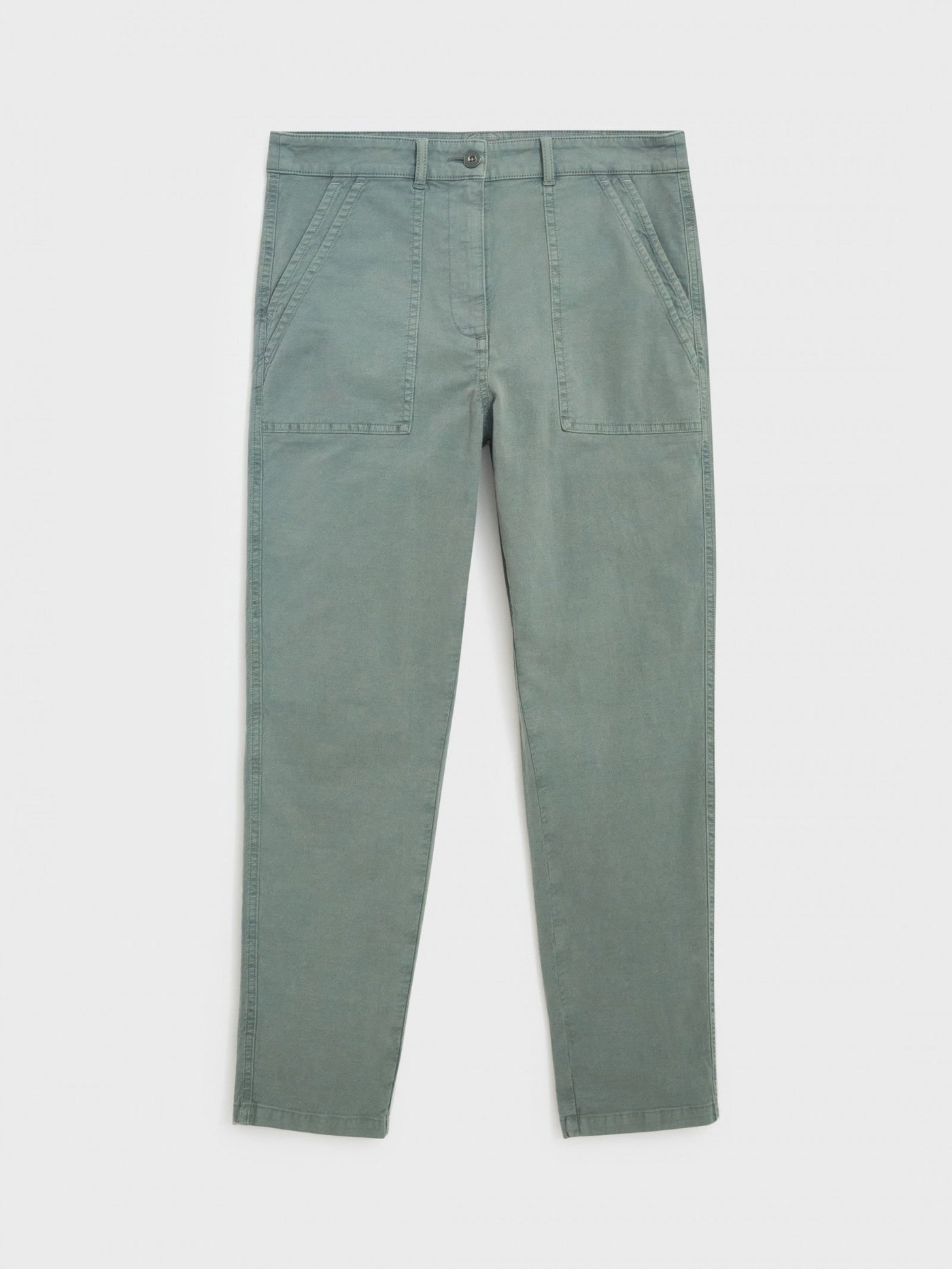 White Stuff Twister Organic Chino Trousers in Mid Green-Womens-Ohh! By Gum - Shop Sustainable
