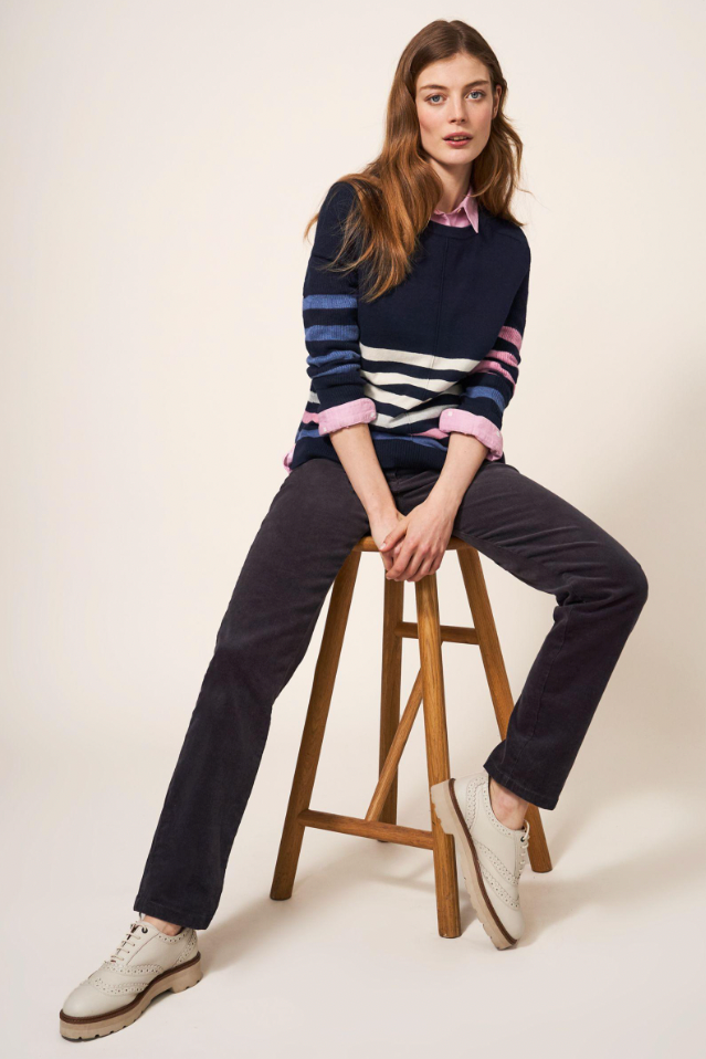 White Stuff Urban Stripe Jumper In Navy Multi-Womens-Ohh! By Gum - Shop Sustainable