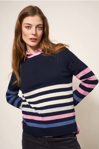 White Stuff Urban Stripe Jumper In Navy Multi-Womens-Ohh! By Gum - Shop Sustainable