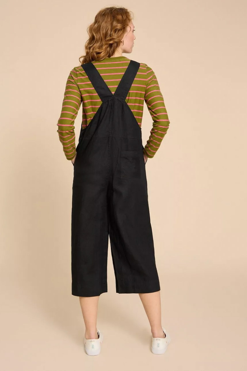 White Stuff Viola Linen Dungarees - Pure Black-Womens-Ohh! By Gum - Shop Sustainable