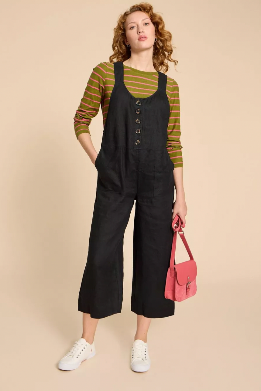 White Stuff Viola Linen Dungarees - Pure Black-Womens-Ohh! By Gum - Shop Sustainable