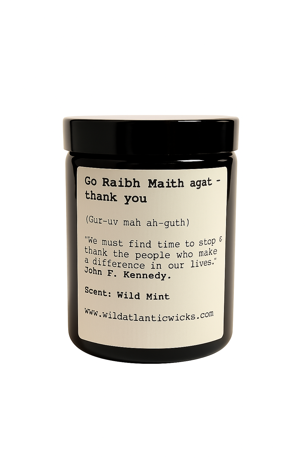 Candle with a label on a white background