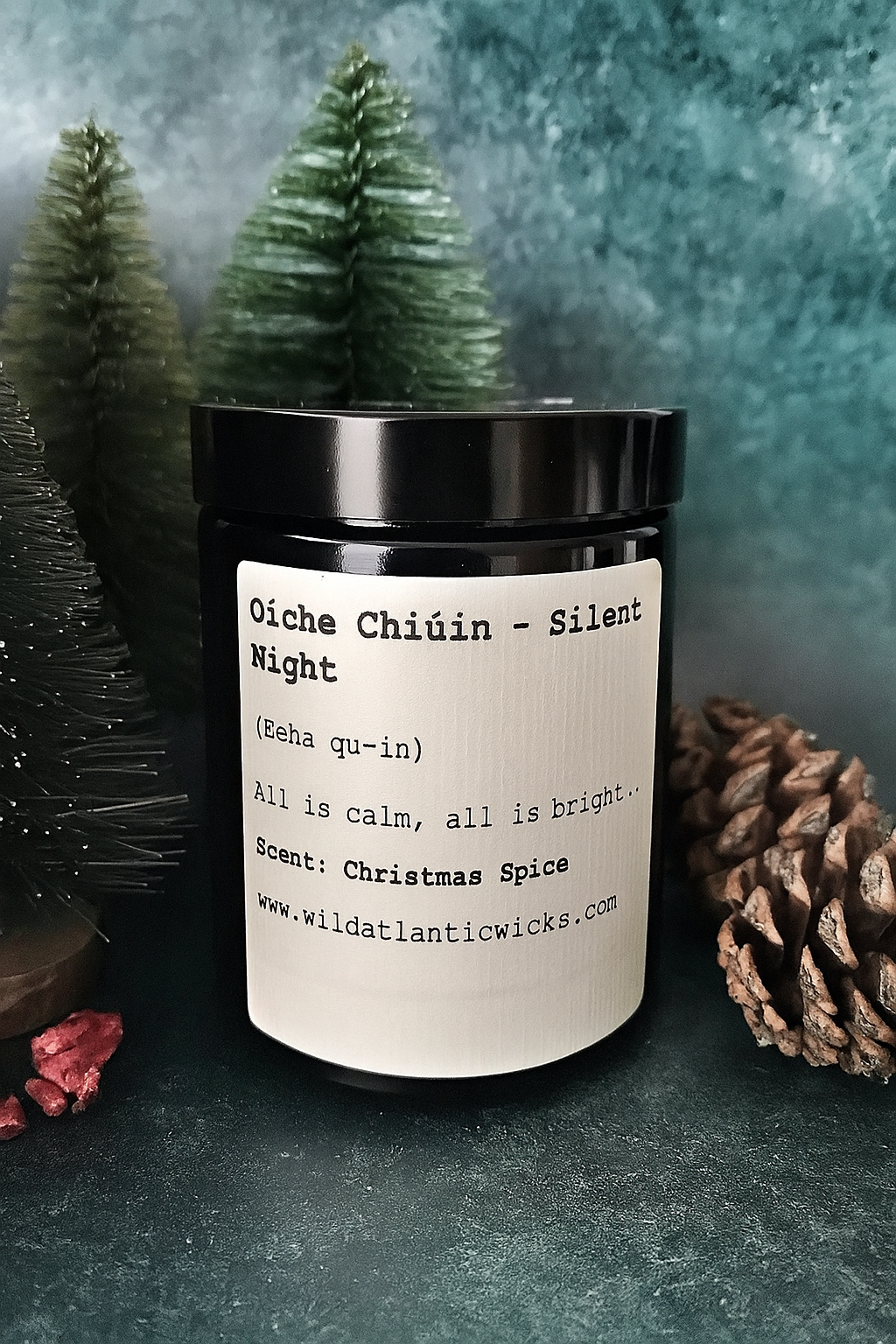 Natural christmas candle in a christmas setting