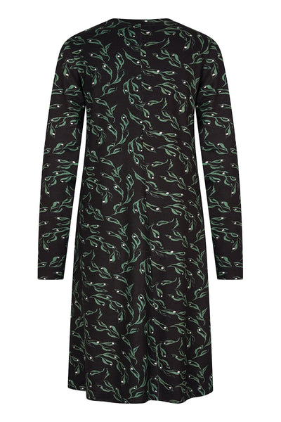 Zilch Dress Pockets in Leaves Black-Womens-Ohh! By Gum - Shop Sustainable