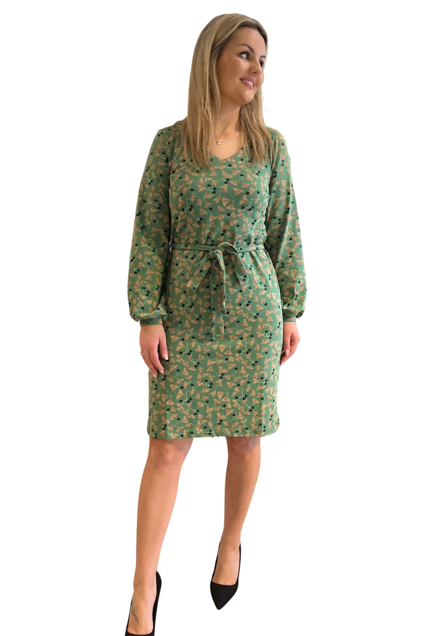 Zilch Dress V-Neck in Maple Pesto-Womens-Ohh! By Gum - Shop Sustainable