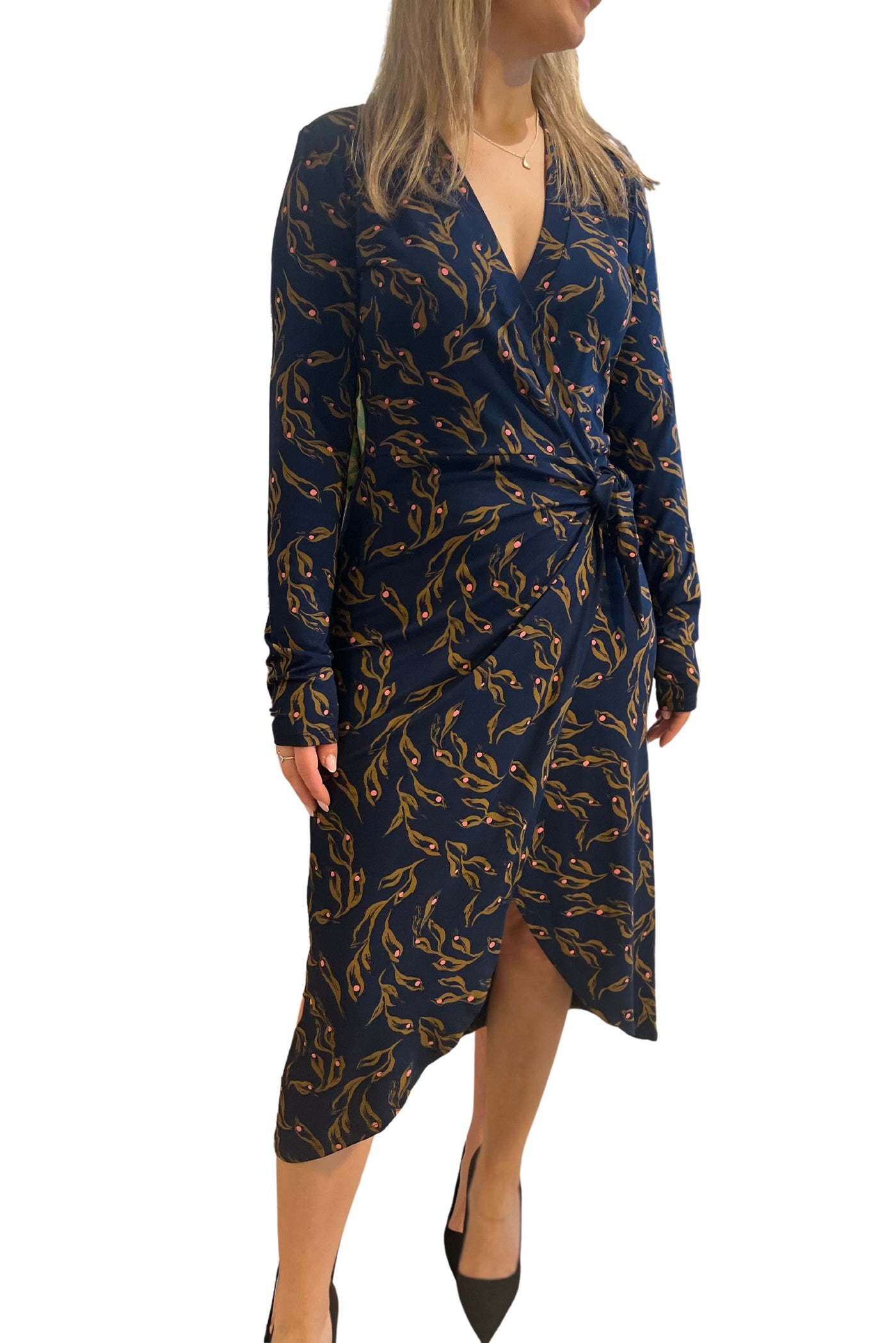 Zilch Dress Wrap in Leaves Navy-Womens-Ohh! By Gum - Shop Sustainable
