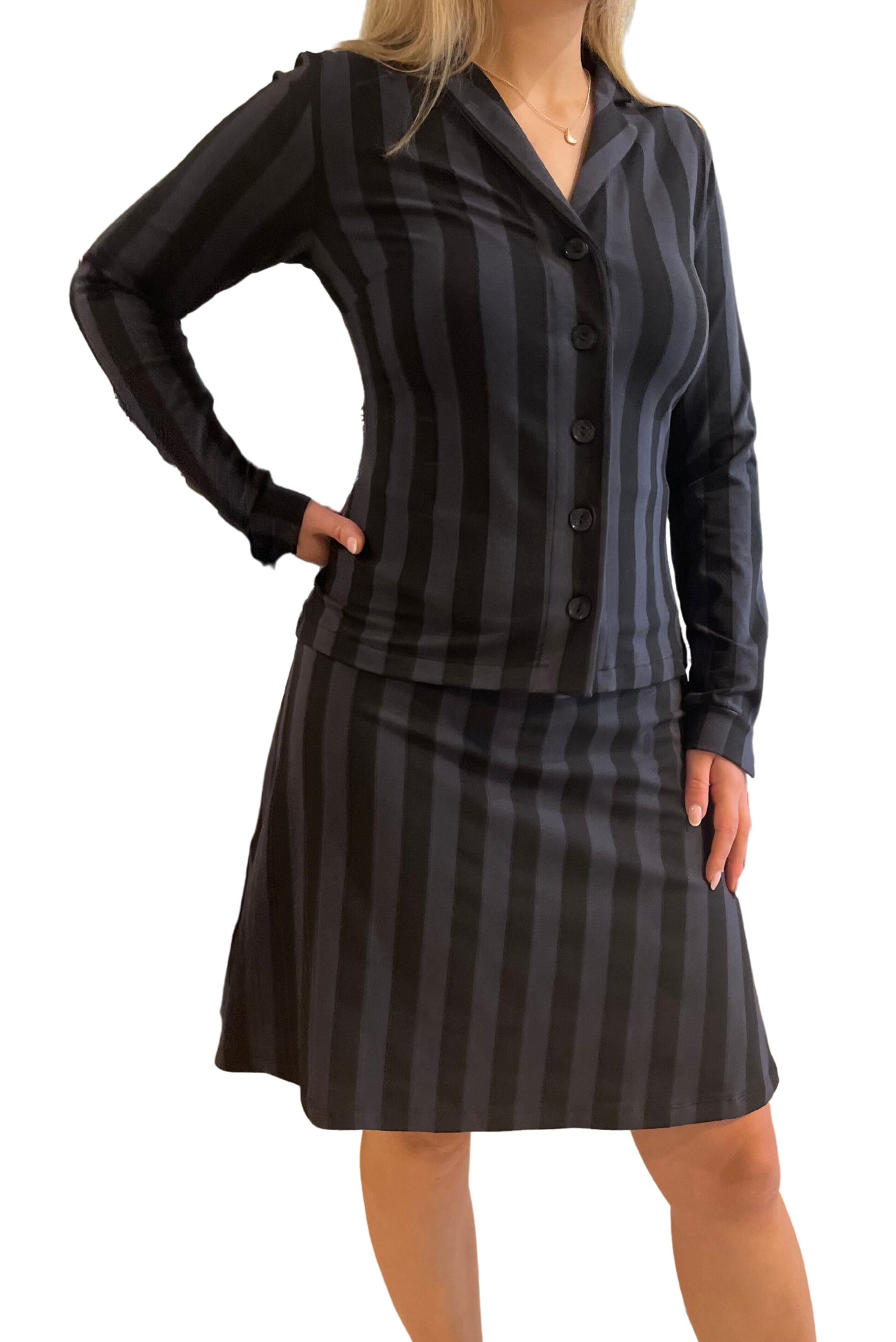 Zilch Skirt Wide in Stripes Black-Womens-Ohh! By Gum - Shop Sustainable