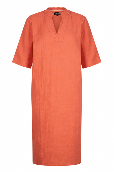 Zilch V-Neck Dress in Coral-Womens-Ohh! By Gum - Shop Sustainable