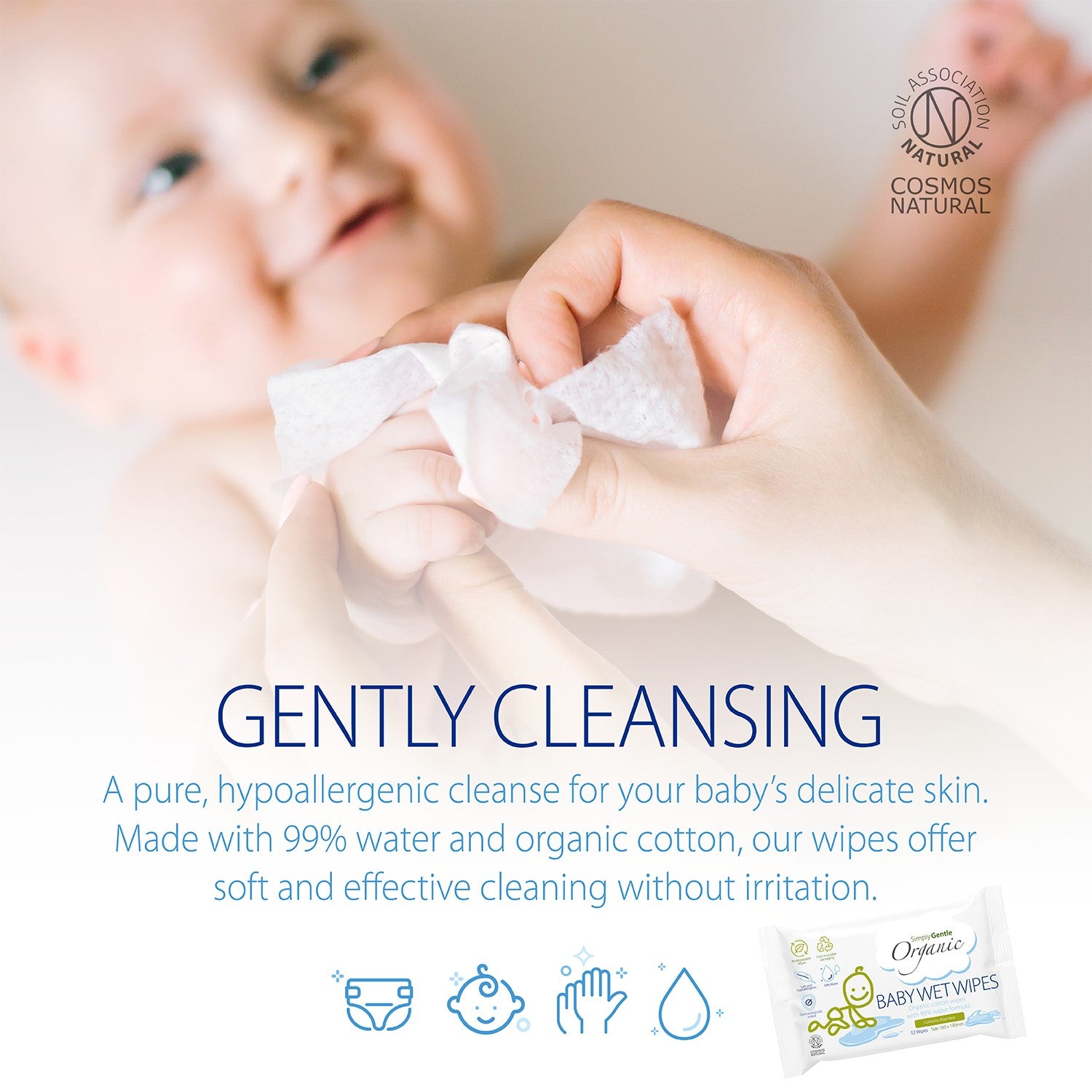 Simply Gentle Organic Baby Water Wipes (52)