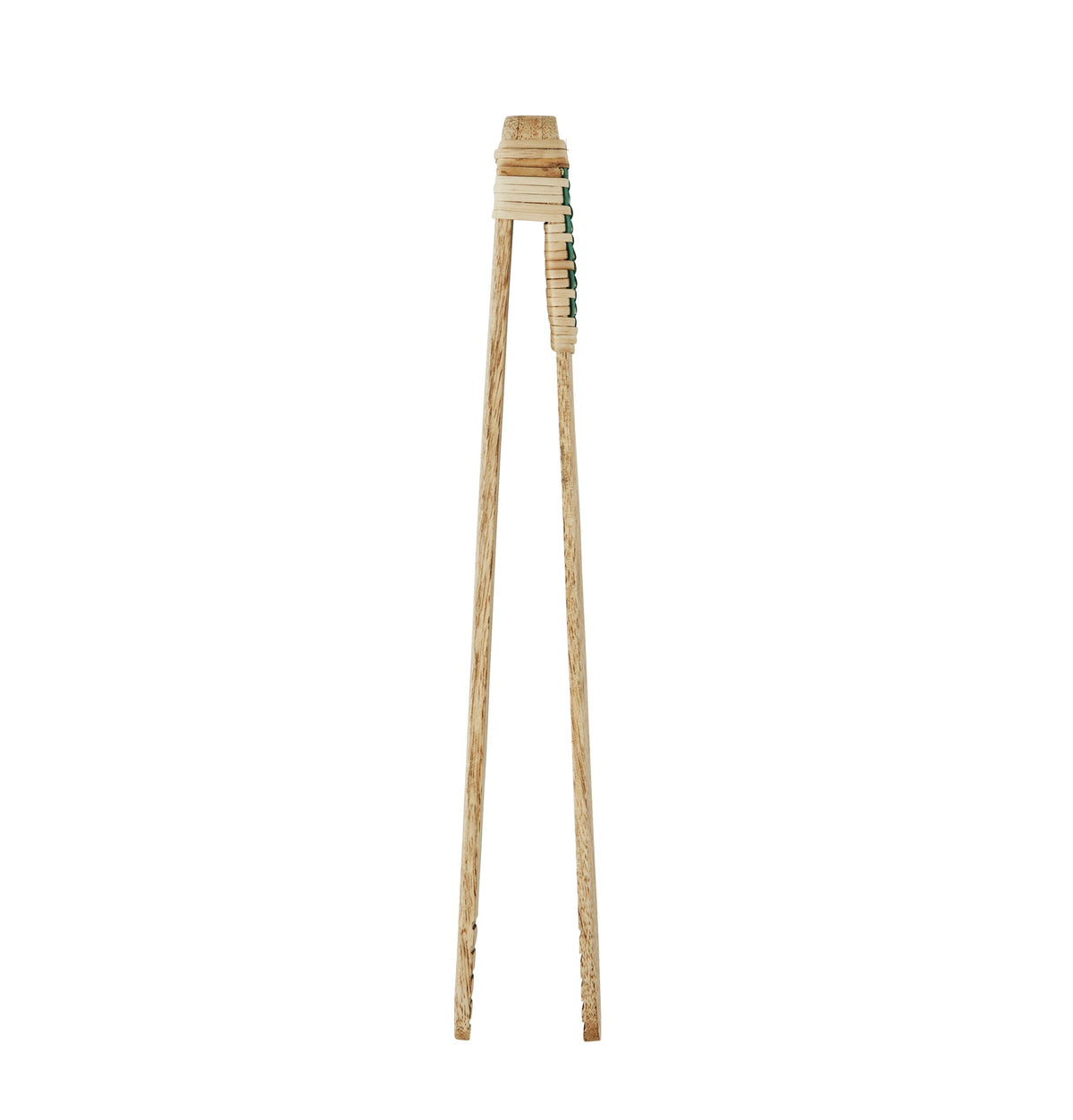 A pair of natural bamboo salad tongs by Madam Stoltz set against a clean white background.