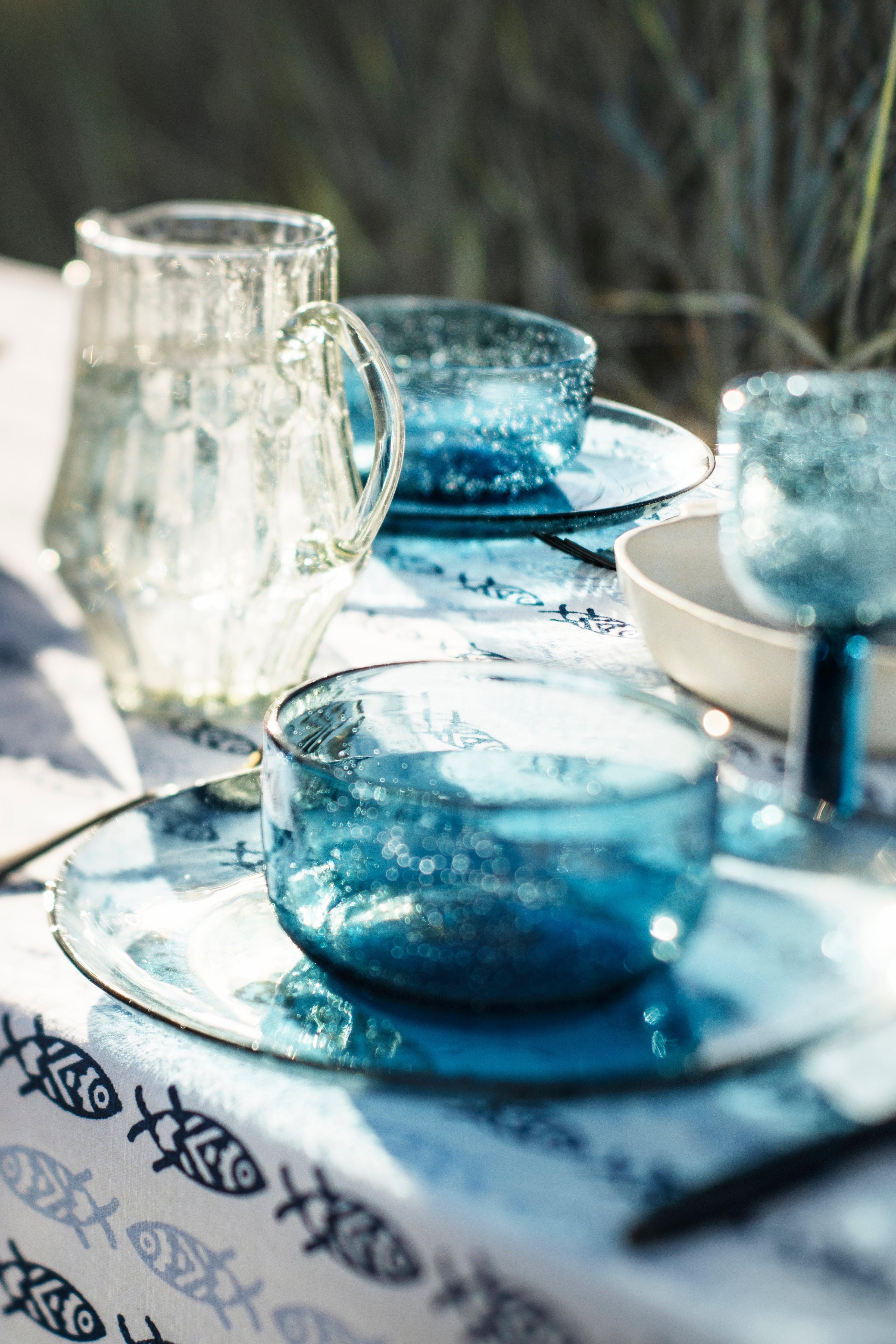 Madam Stoltz Blue Coloured Wine Glass