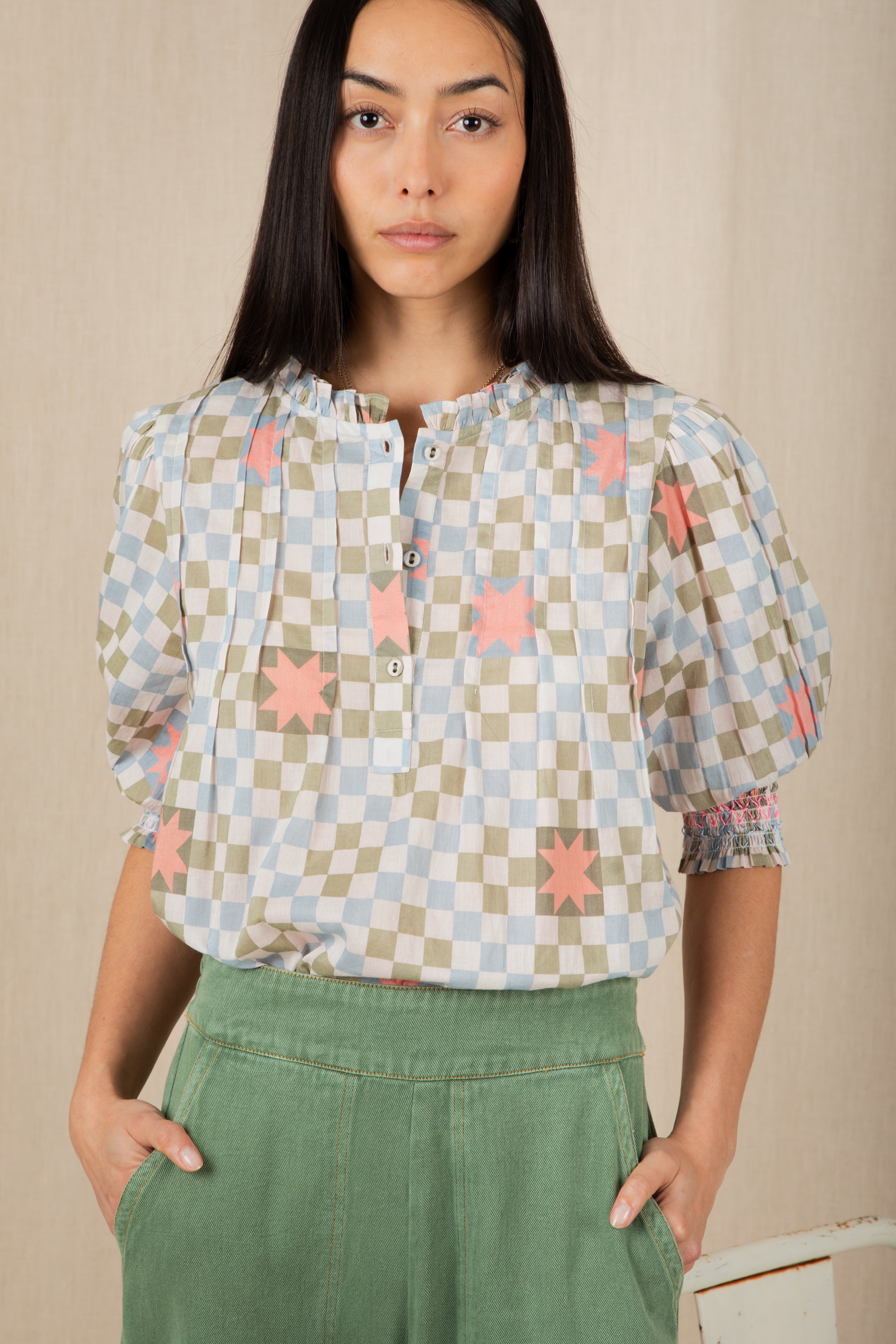 Bonté Loane Blouse in Green/Multi