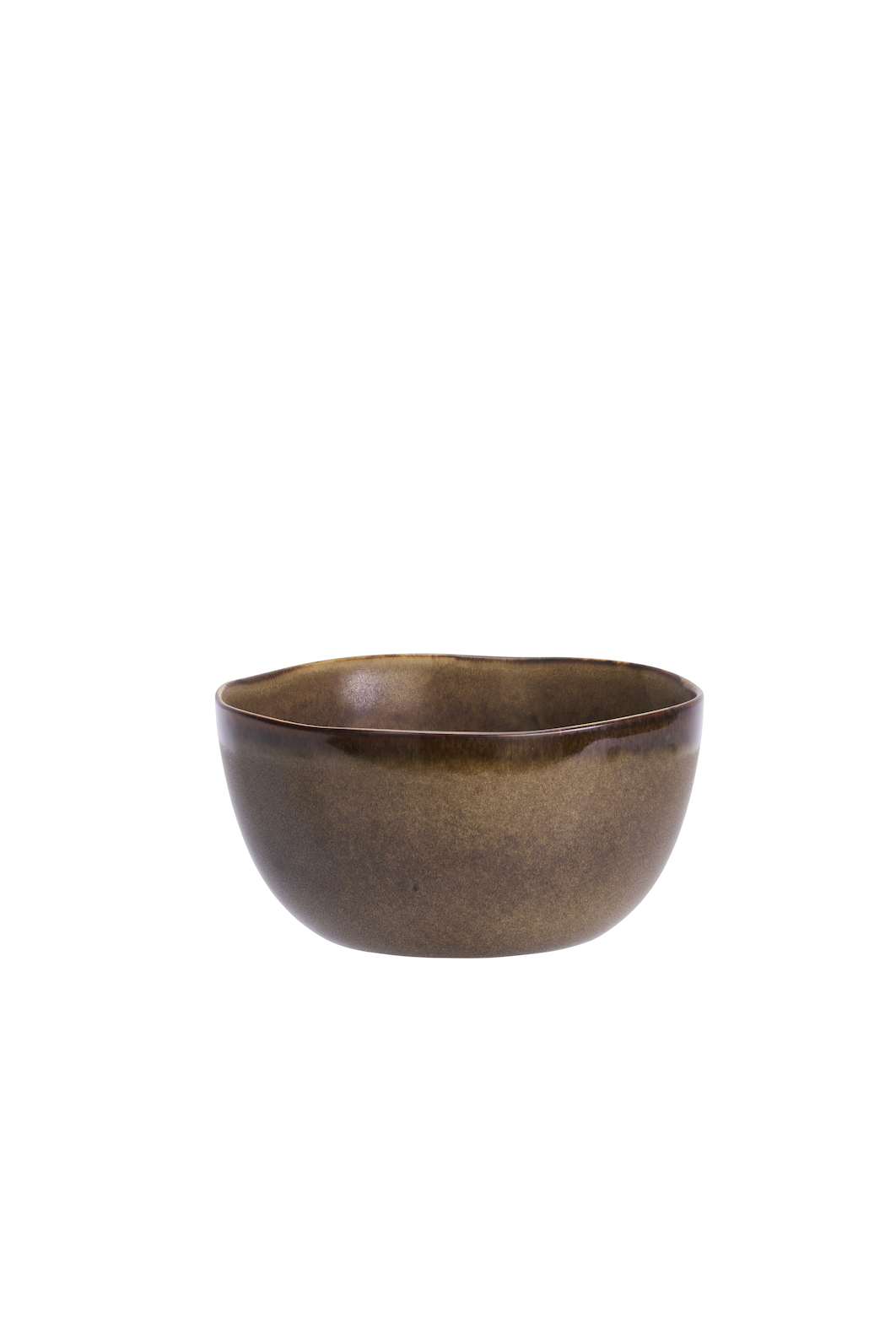 Bronze-colored bowl on a white background
