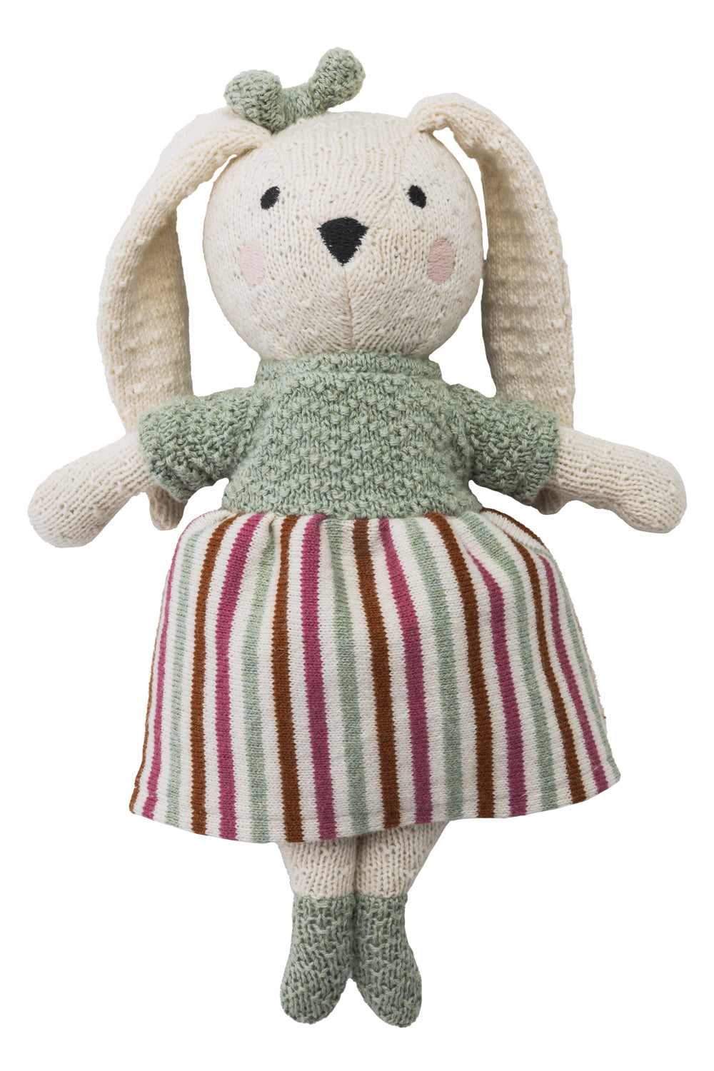 Kids bunny teddy with colourful striped top and green top