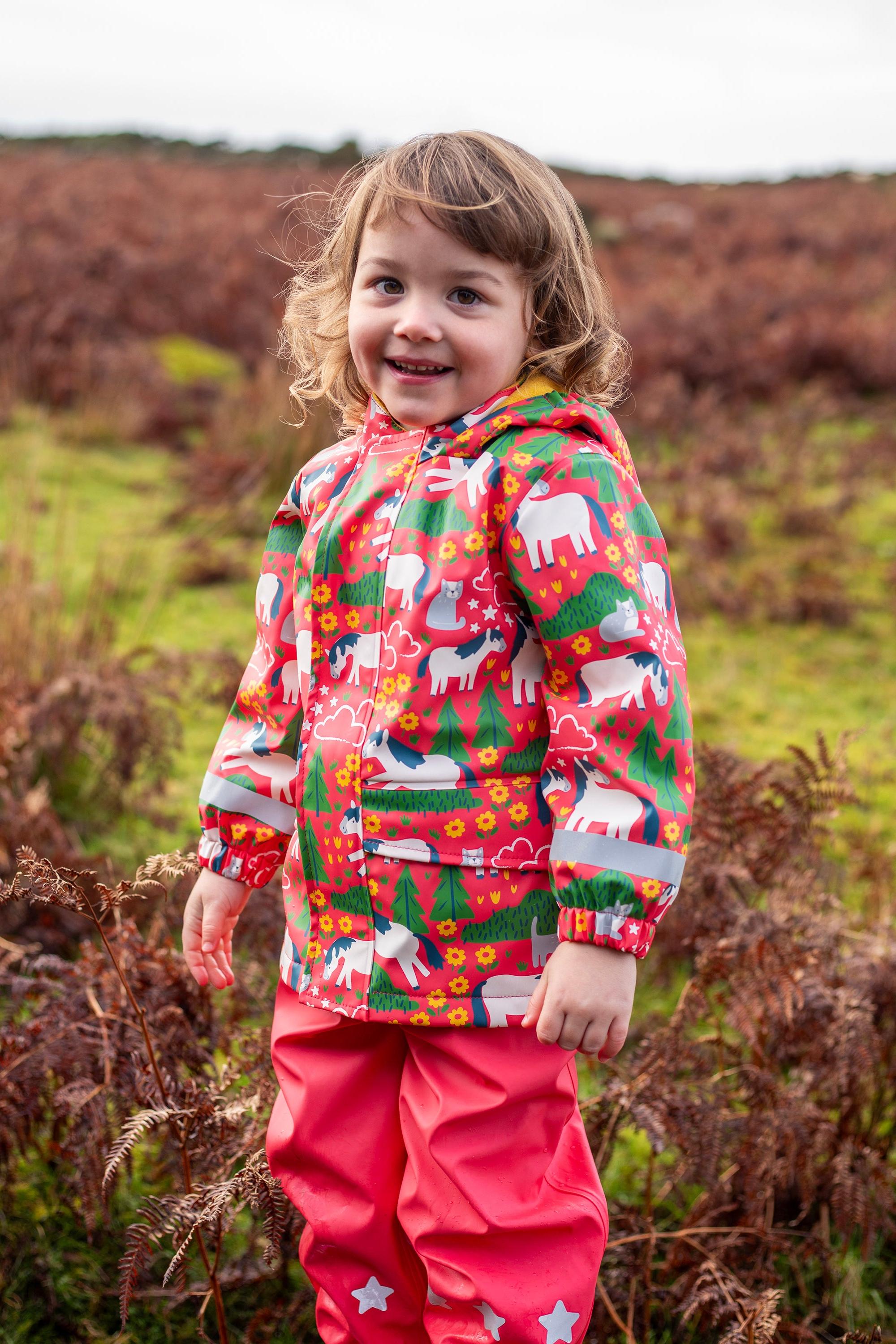 Frugi Printed Puddle Buster Coat in Purrfect Ponies