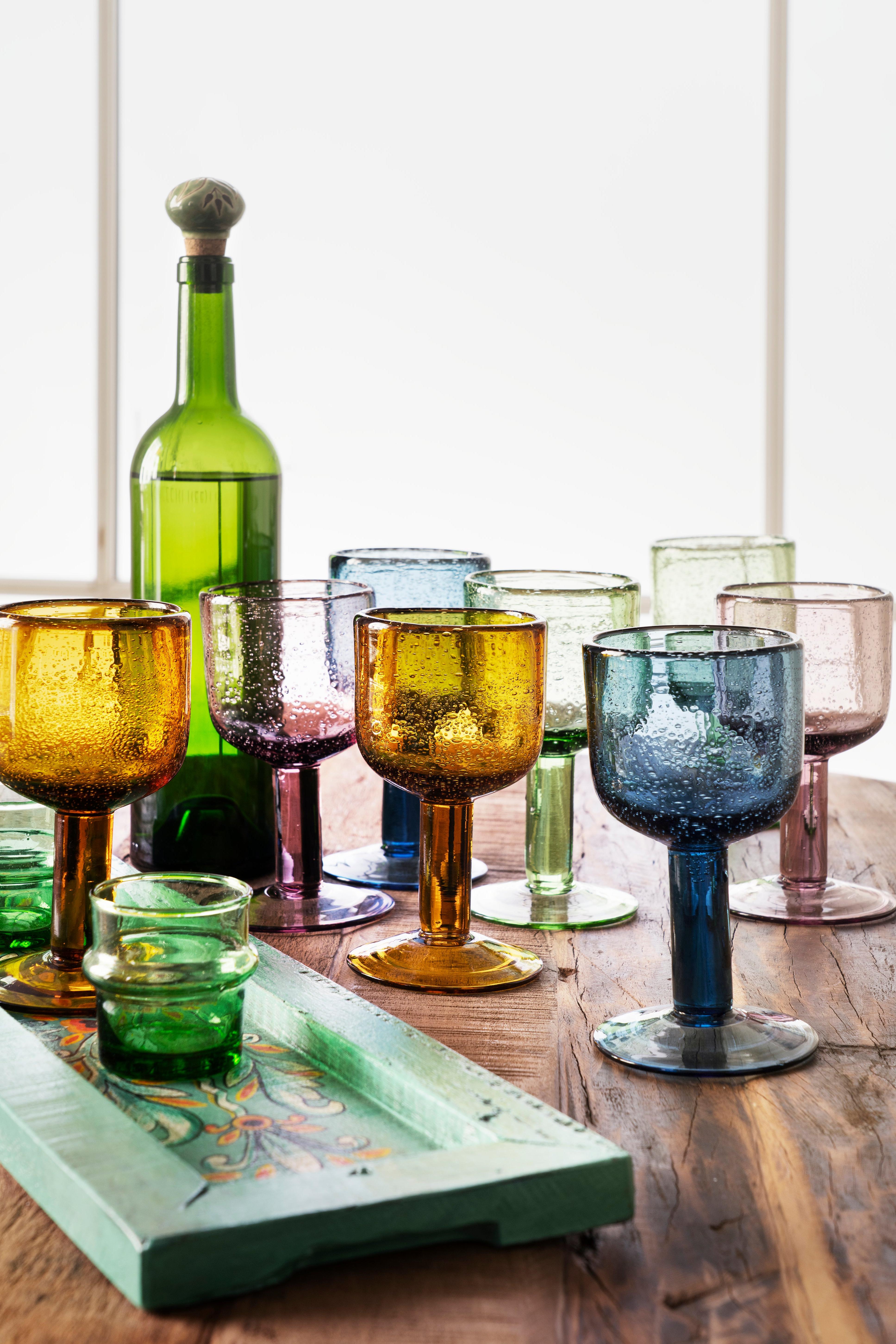 Madam Stoltz Blue Coloured Wine Glass