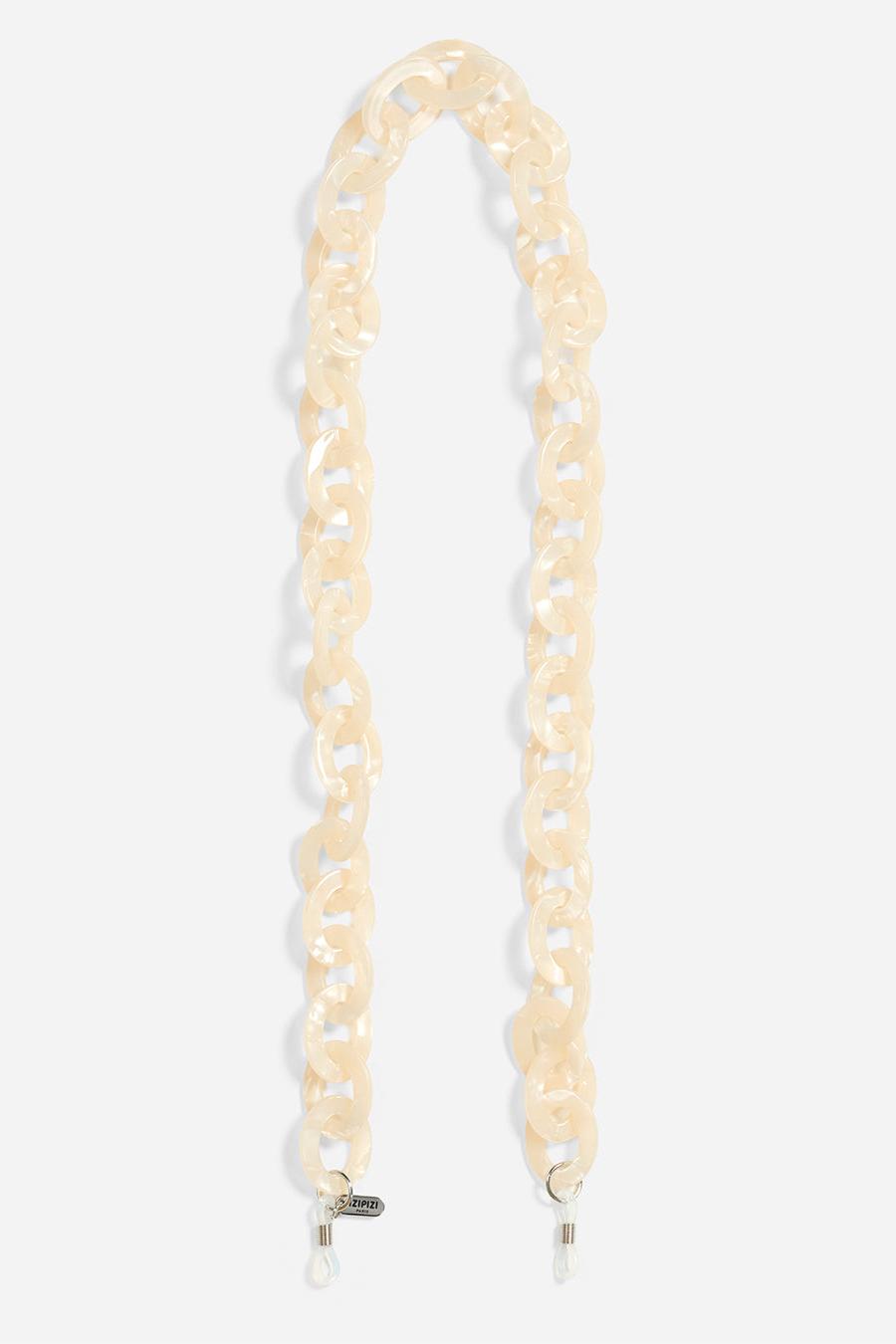 Beige chain strap on a white background