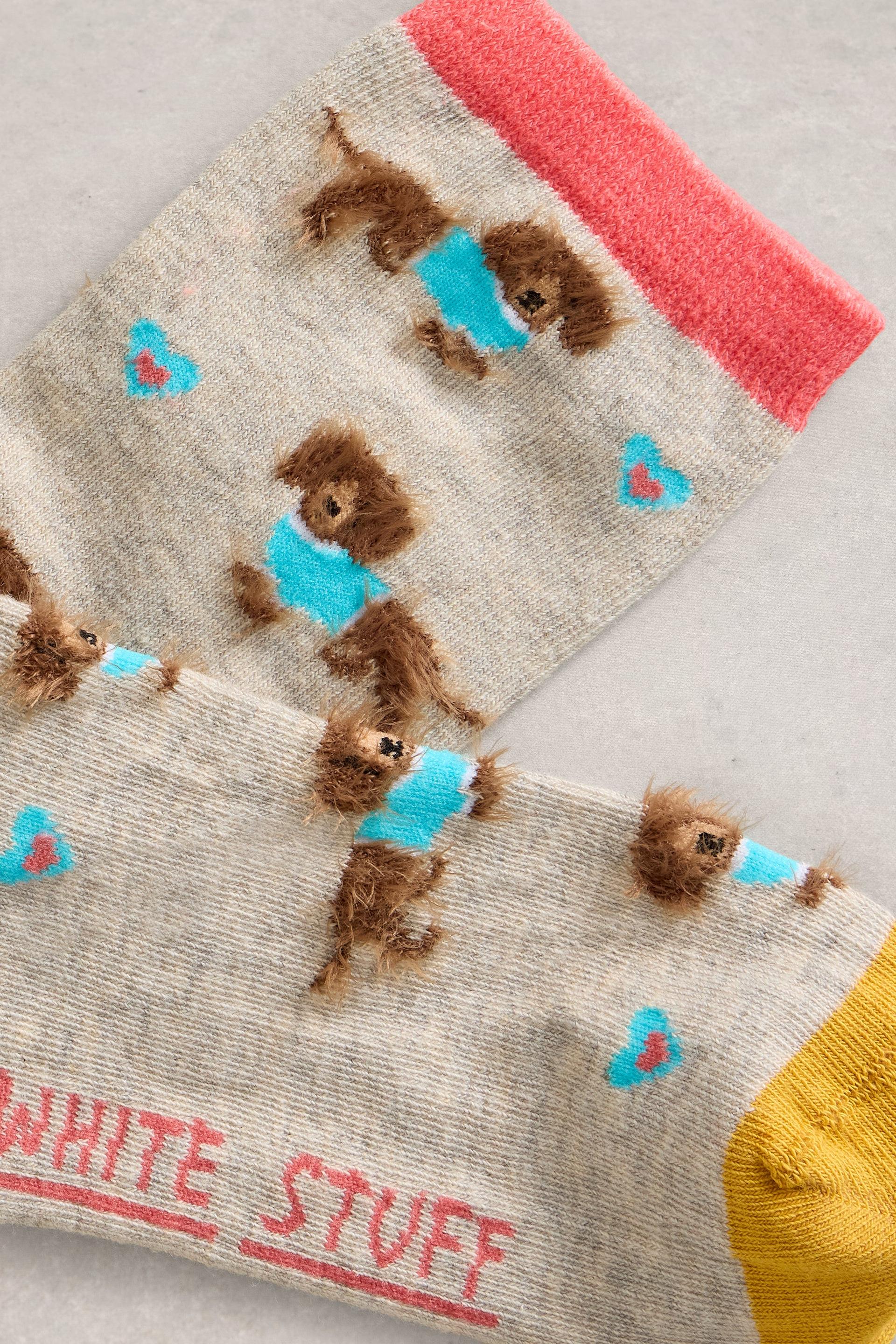 Fluffy Sausage Print Ankle Socks