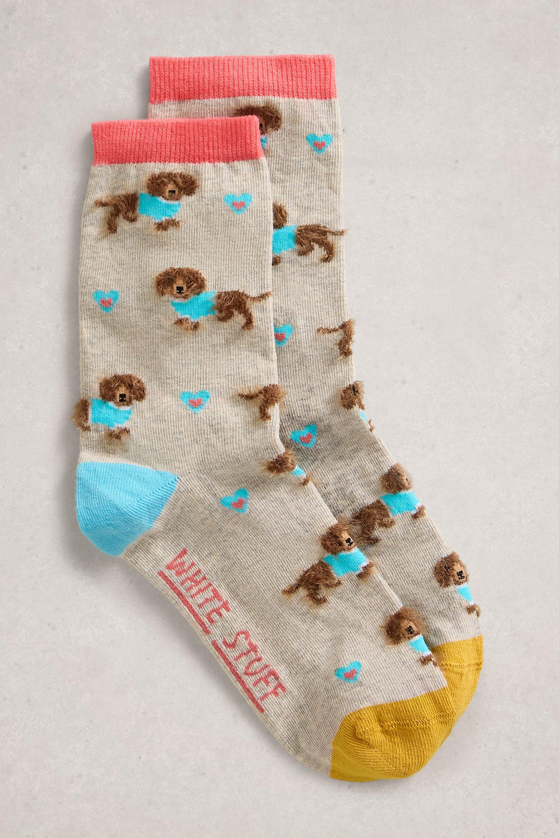 Fluffy Sausage Print Ankle Socks