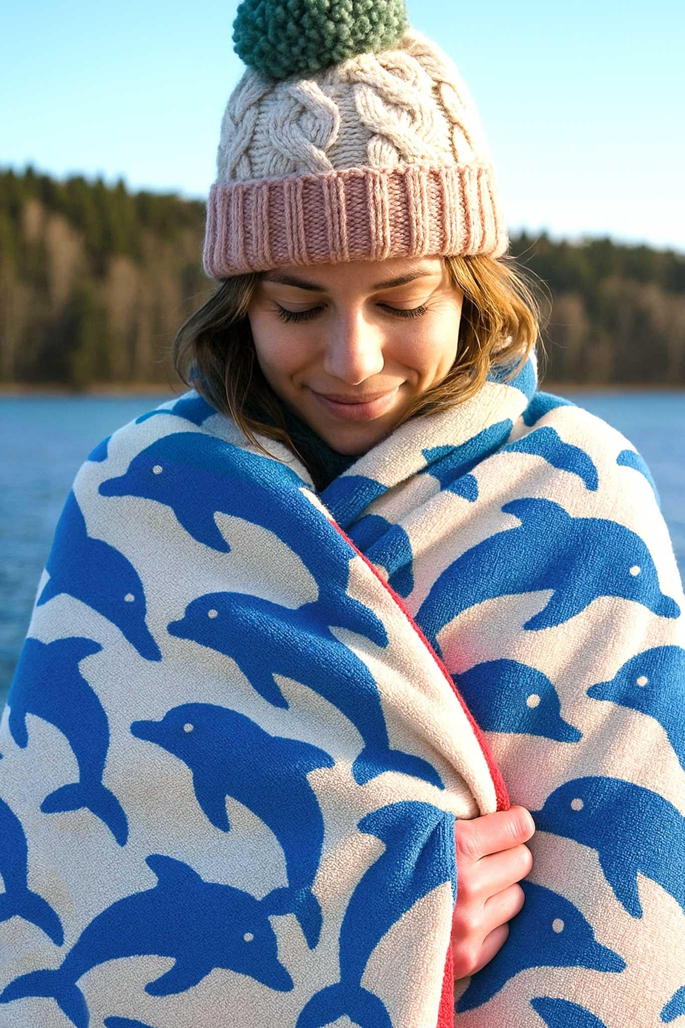Anorak Jumping Dolphins Organic Cotton Towels