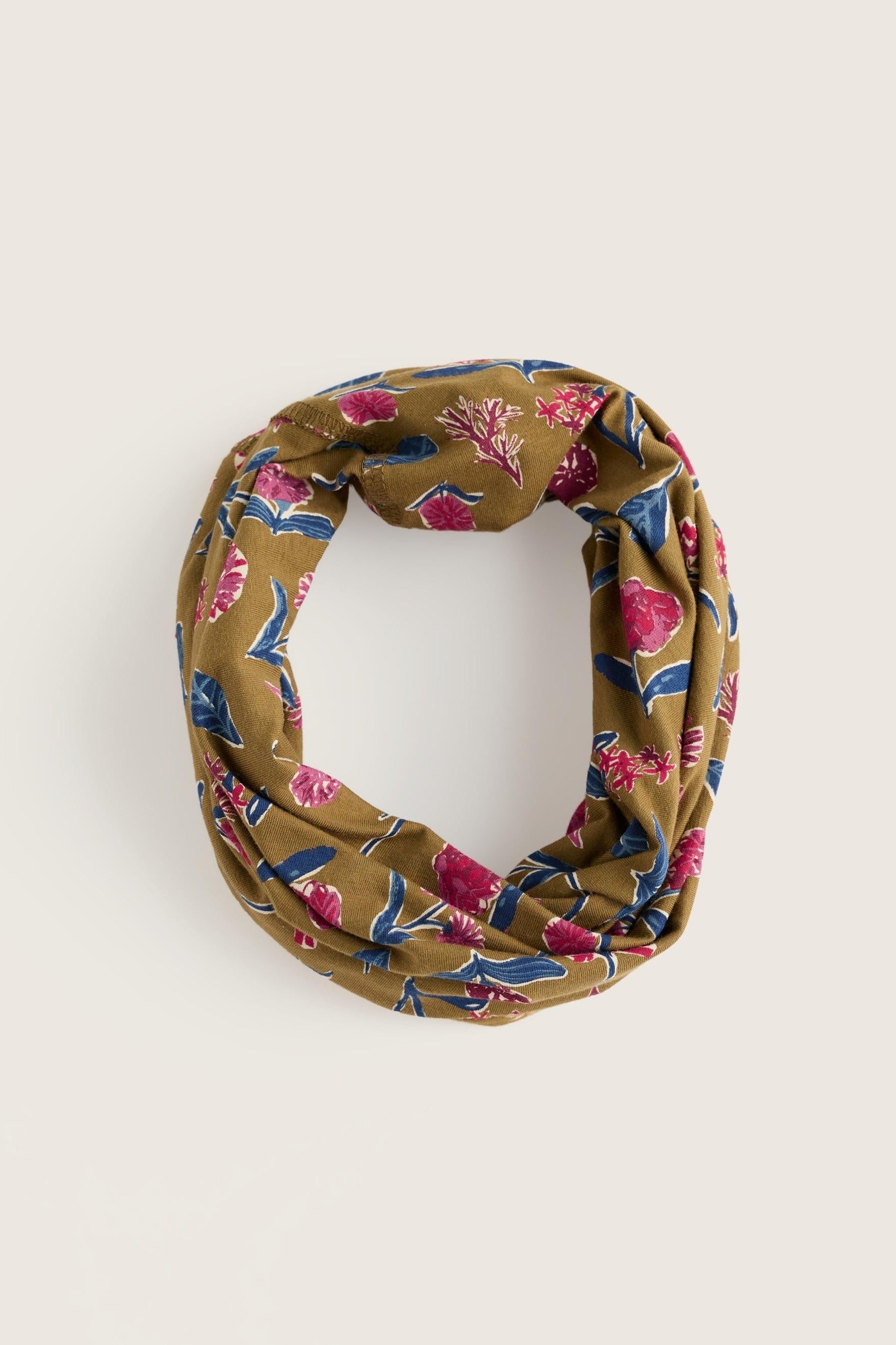 Infinity scarf with floral print pattern made from organic cotton