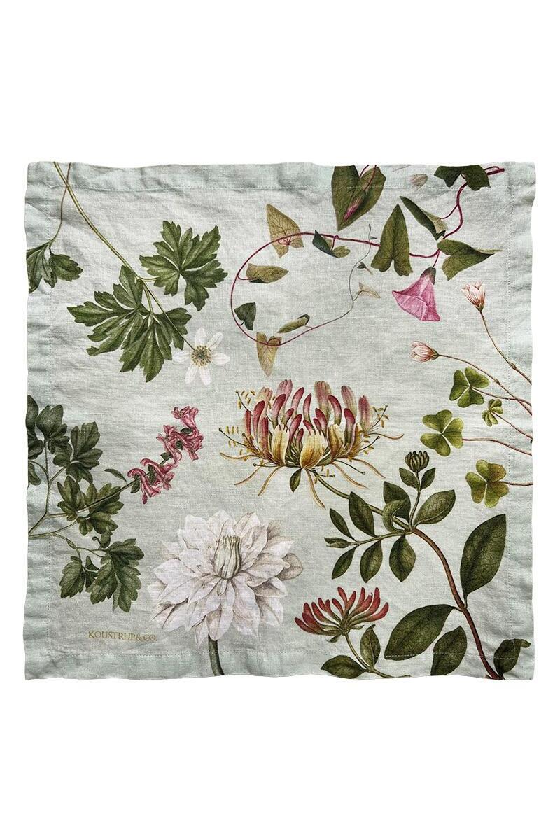Floral and leaf pattern on a fabric swatch