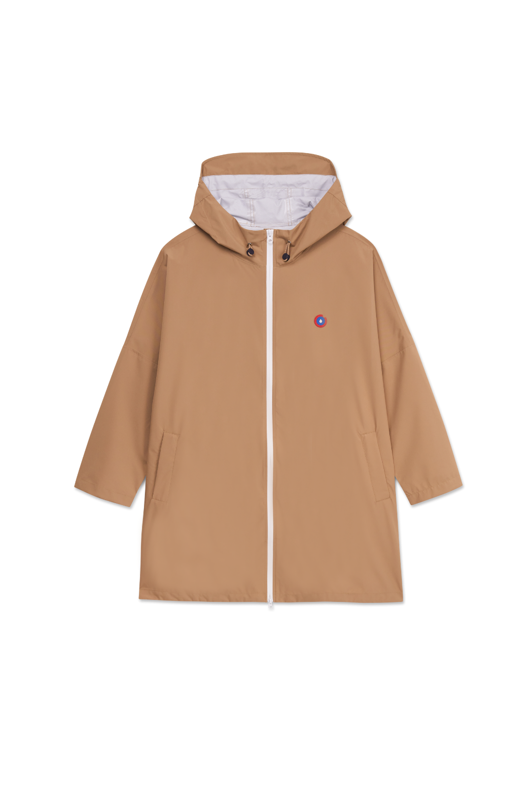 Brown Flotte raincoat with a hood on a white background