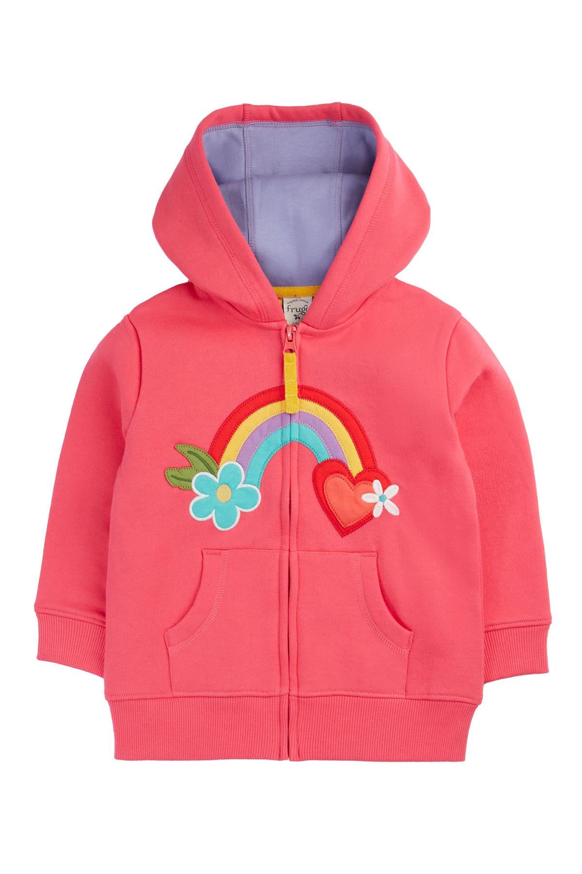 Frugi Carbis Hoodie in Rhubarb/Rainbow Infant