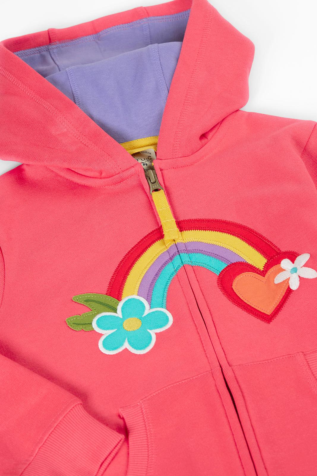 Frugi Carbis Hoodie in Rhubarb/Rainbow Infant