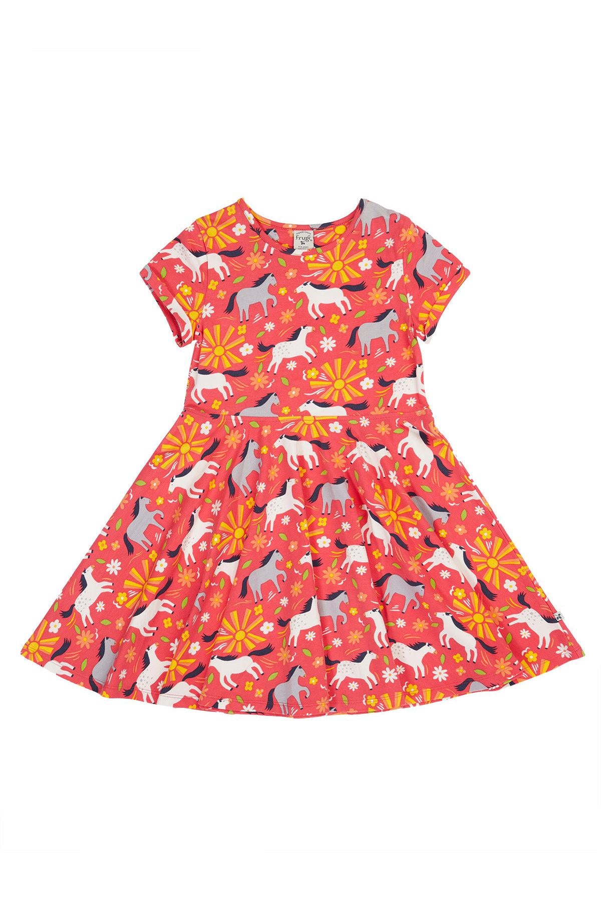 Frugi Spring Skater Dress in Sunshine Ponies
