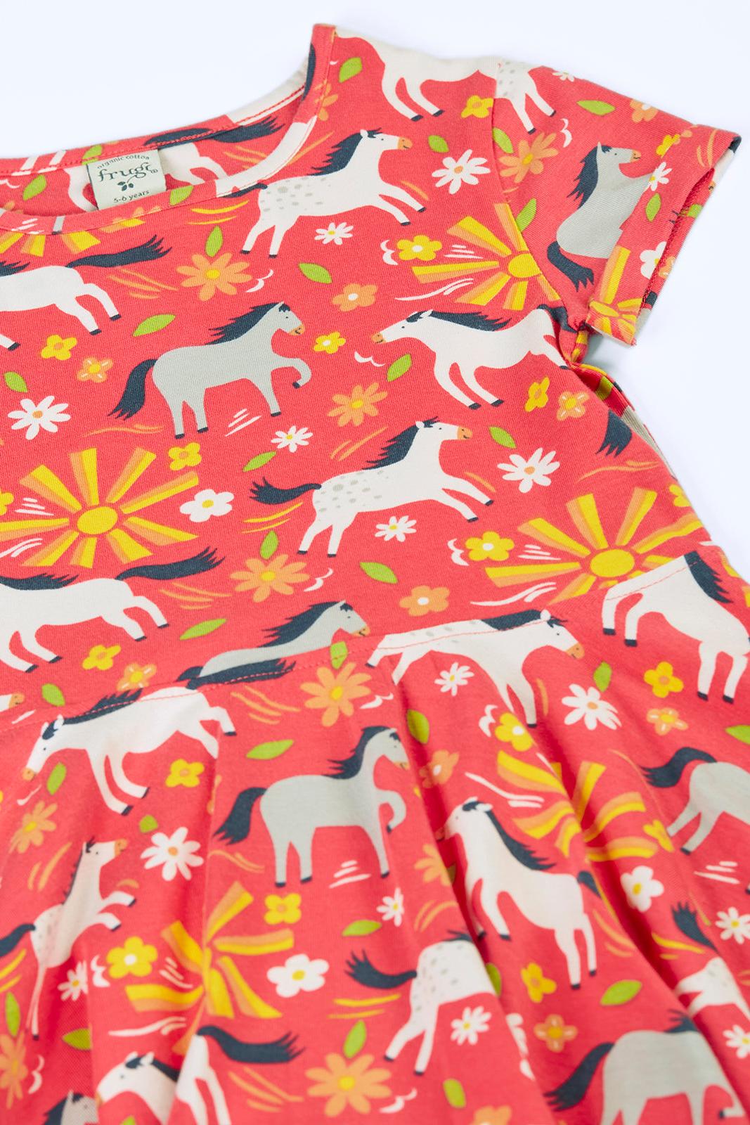 Frugi Spring Skater Dress in Sunshine Ponies Infant