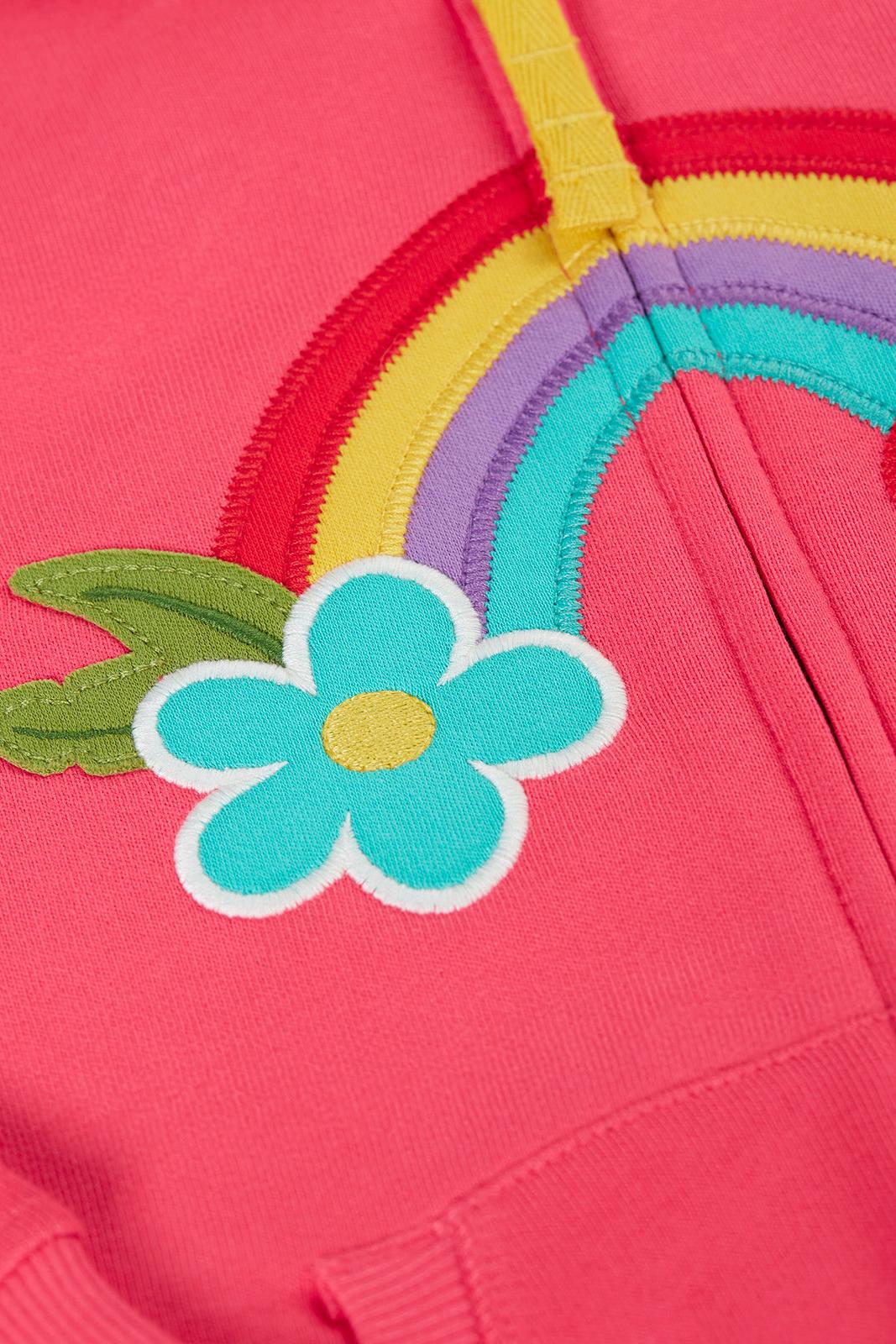Frugi Carbis Hoodie in Rhubarb/Rainbow Infant