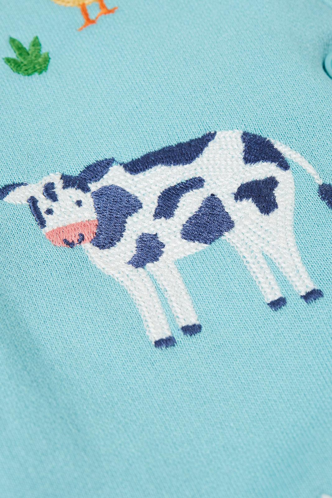 Cow illustration on a light blue background