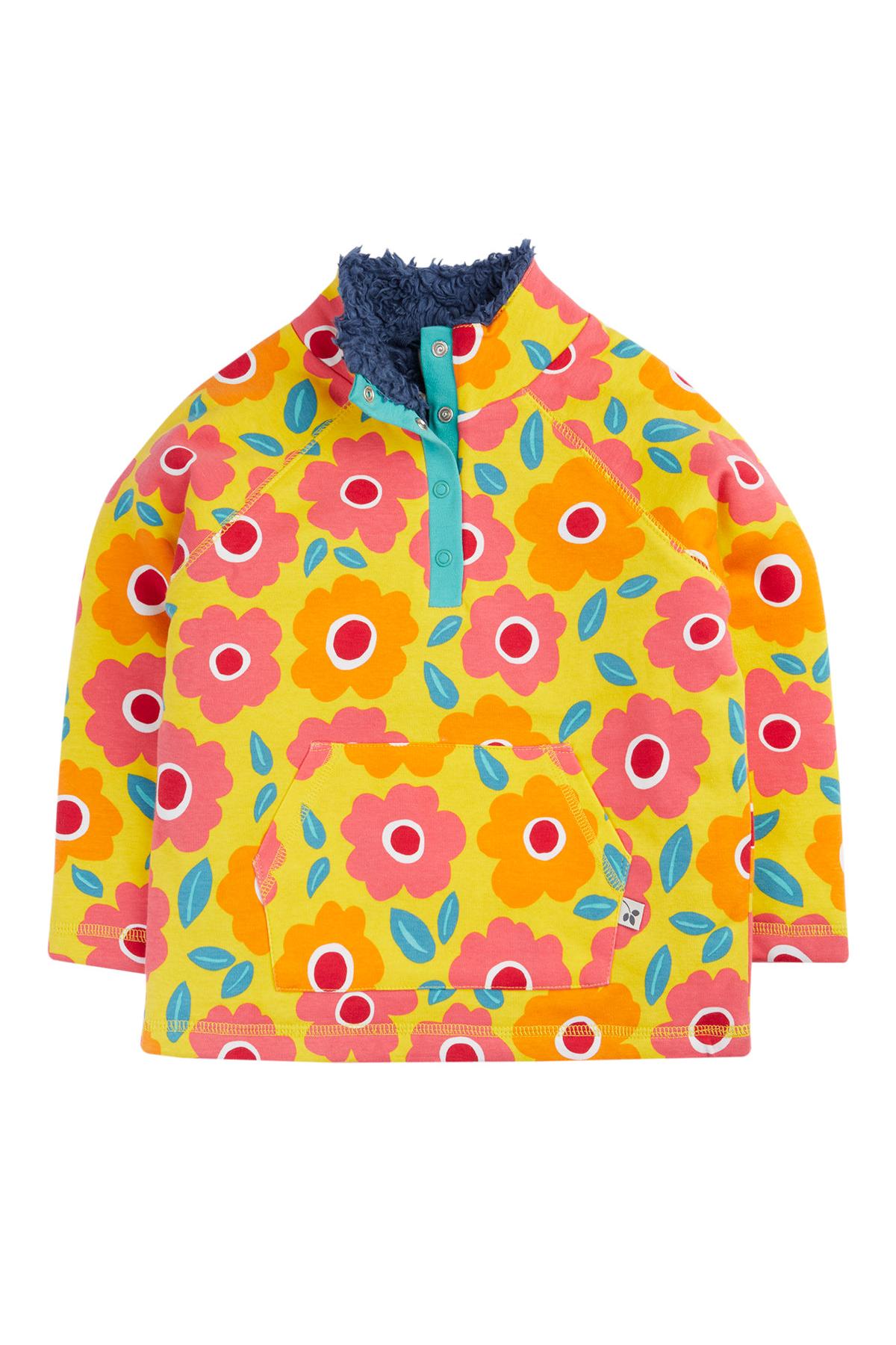 Colourful Frugi fleece on a white background
