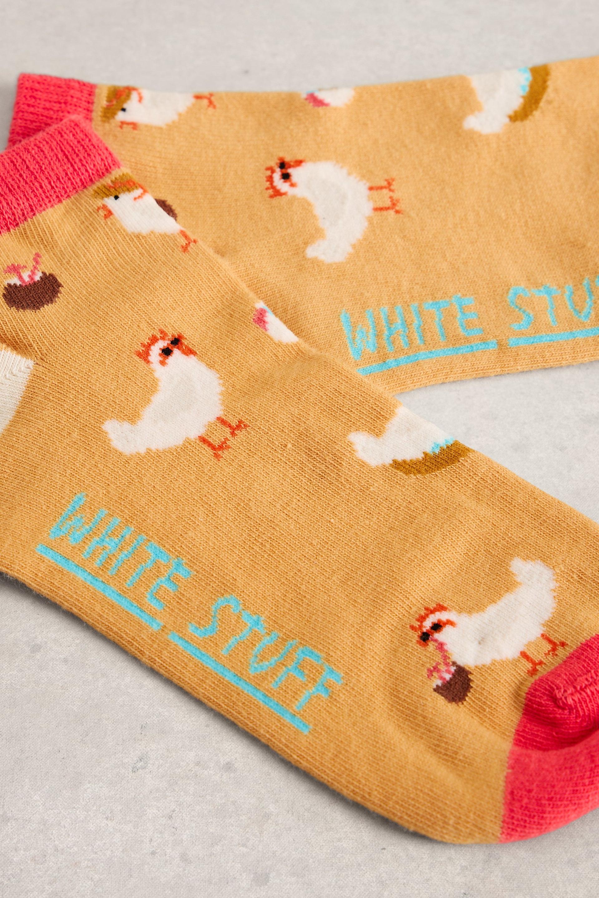 White Stuff Holiday Chicken Trainer Socks
