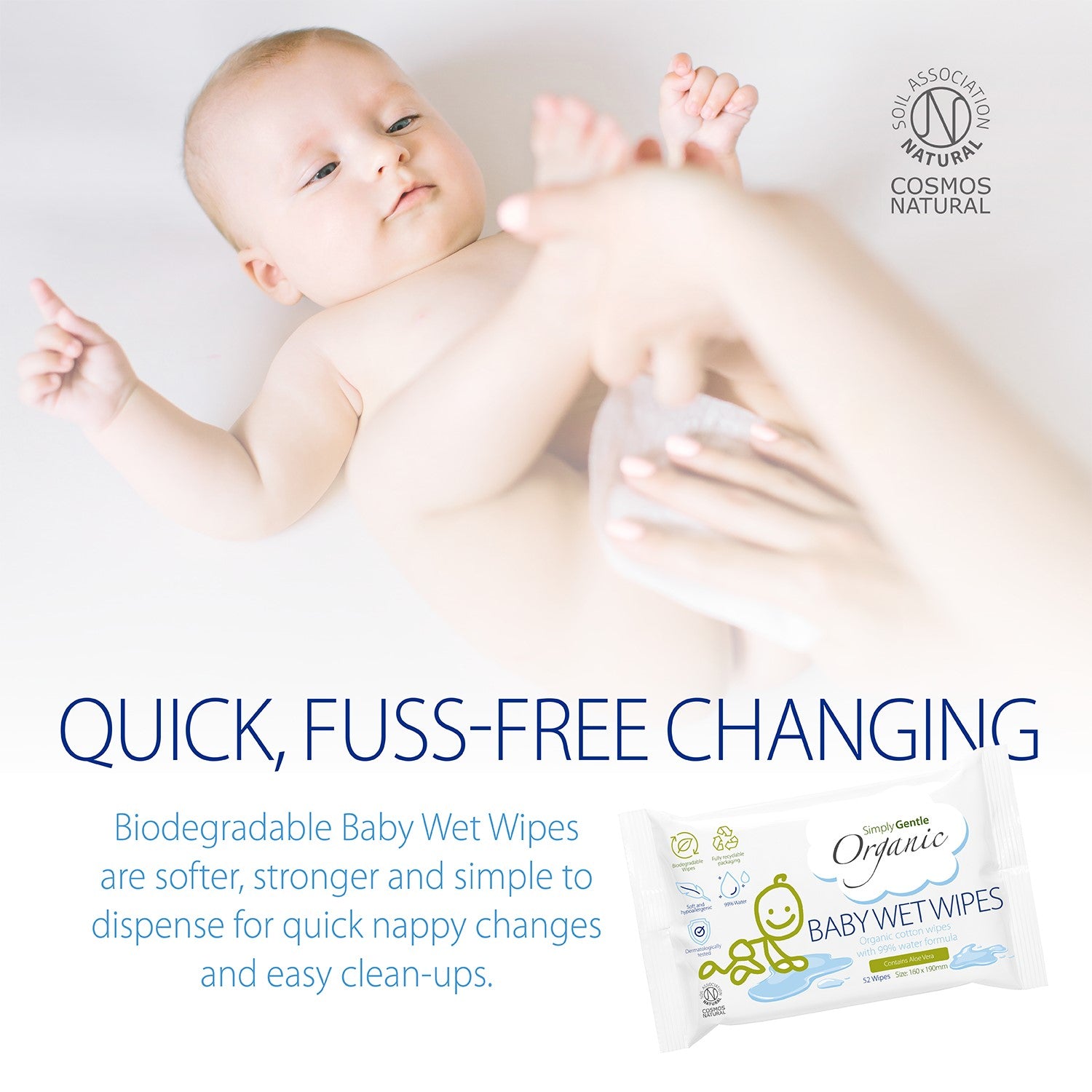 Simply Gentle Organic Baby Water Wipes (52)