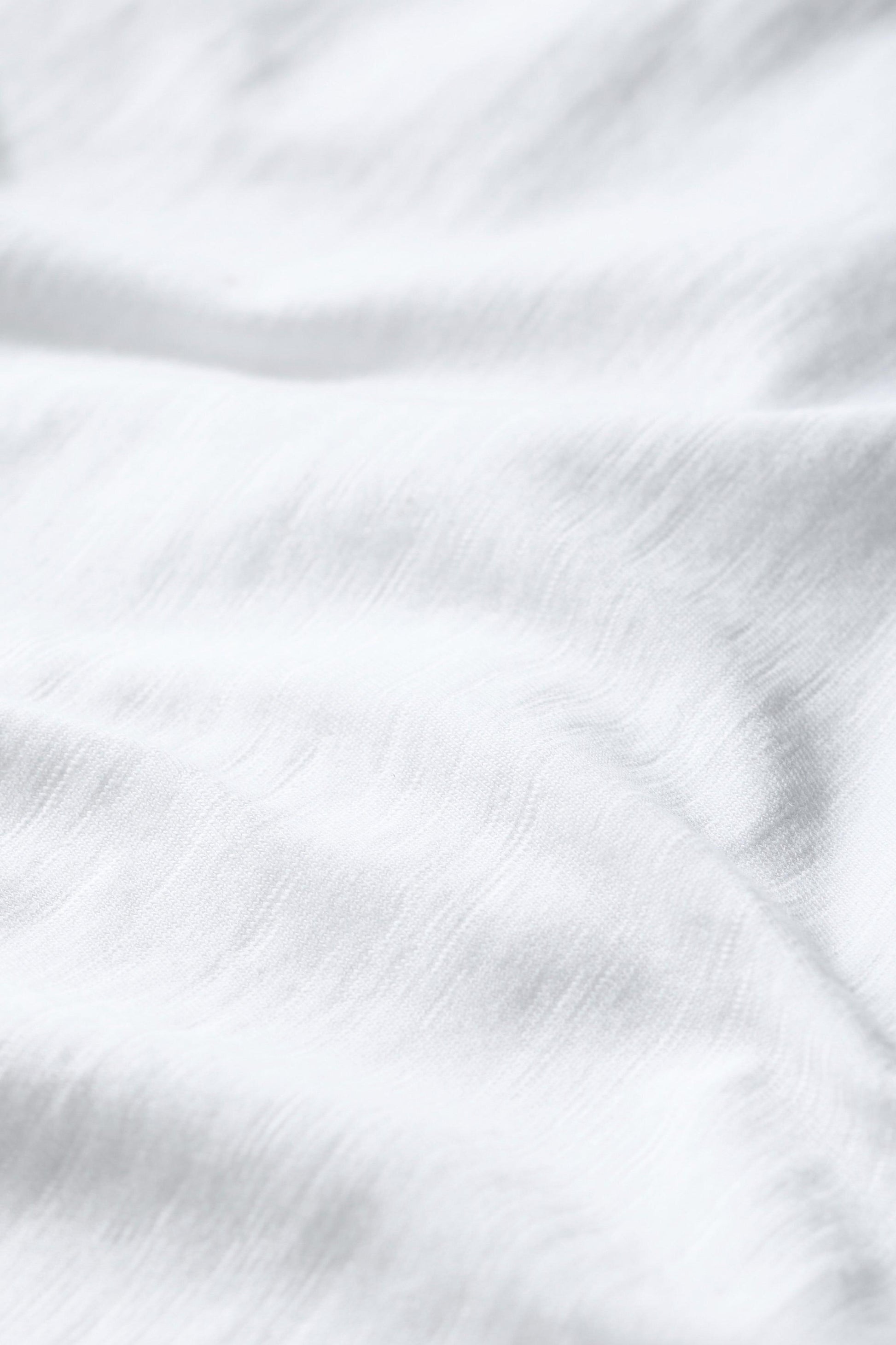 Close-up of white organic cotton t-shirt