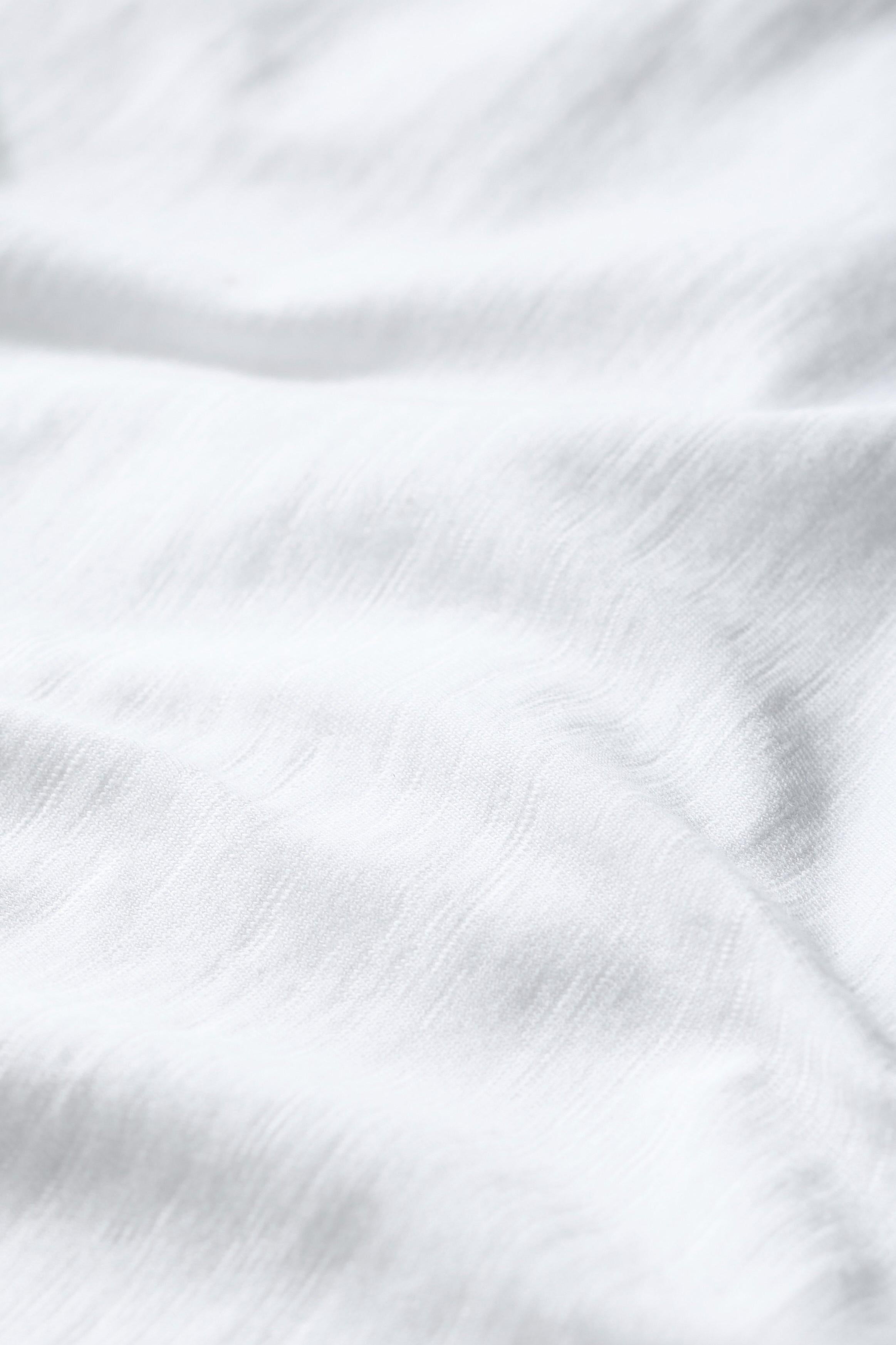 Close-up of white organic cotton t-shirt