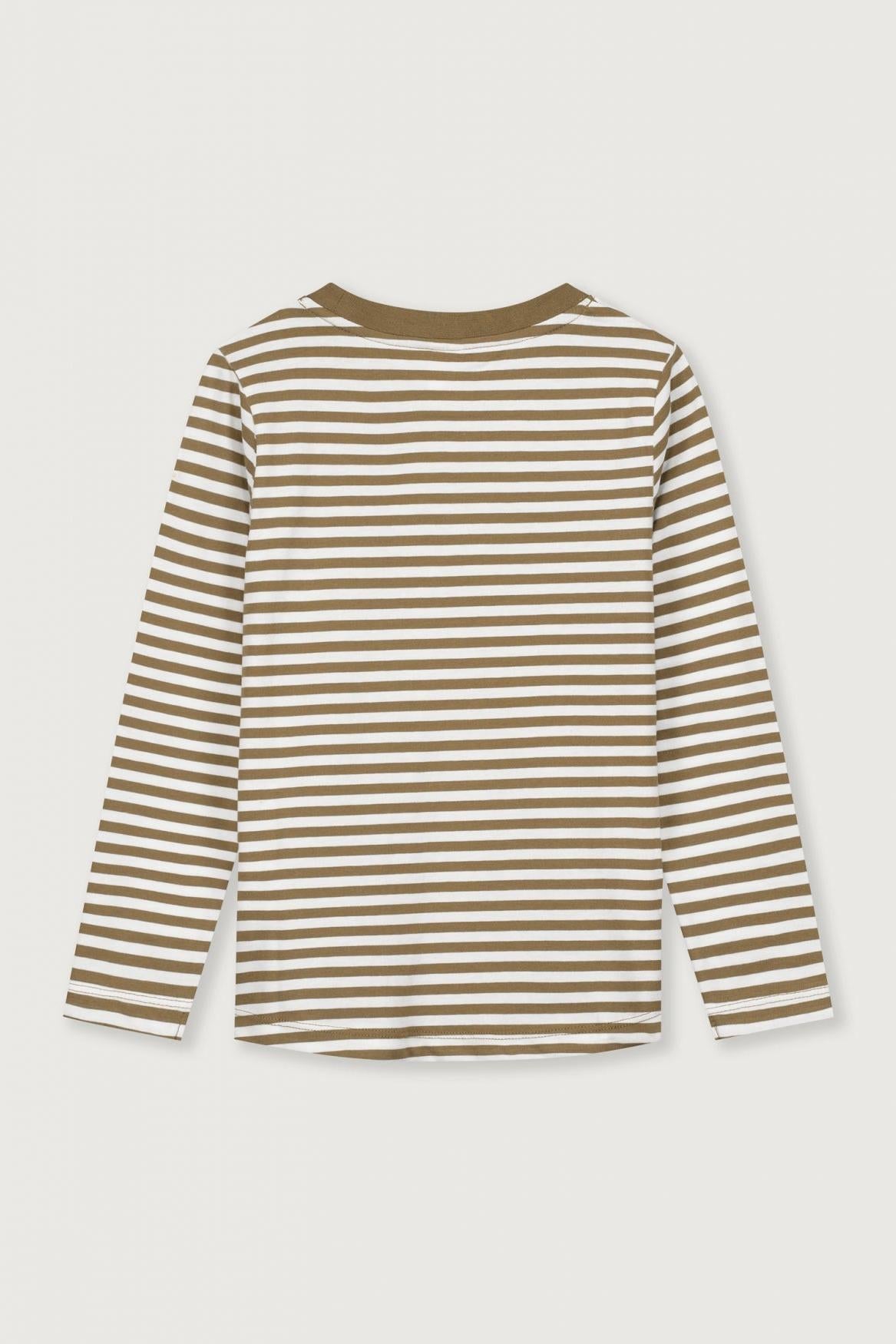 Striped long-sleeve shirt on a light gray background