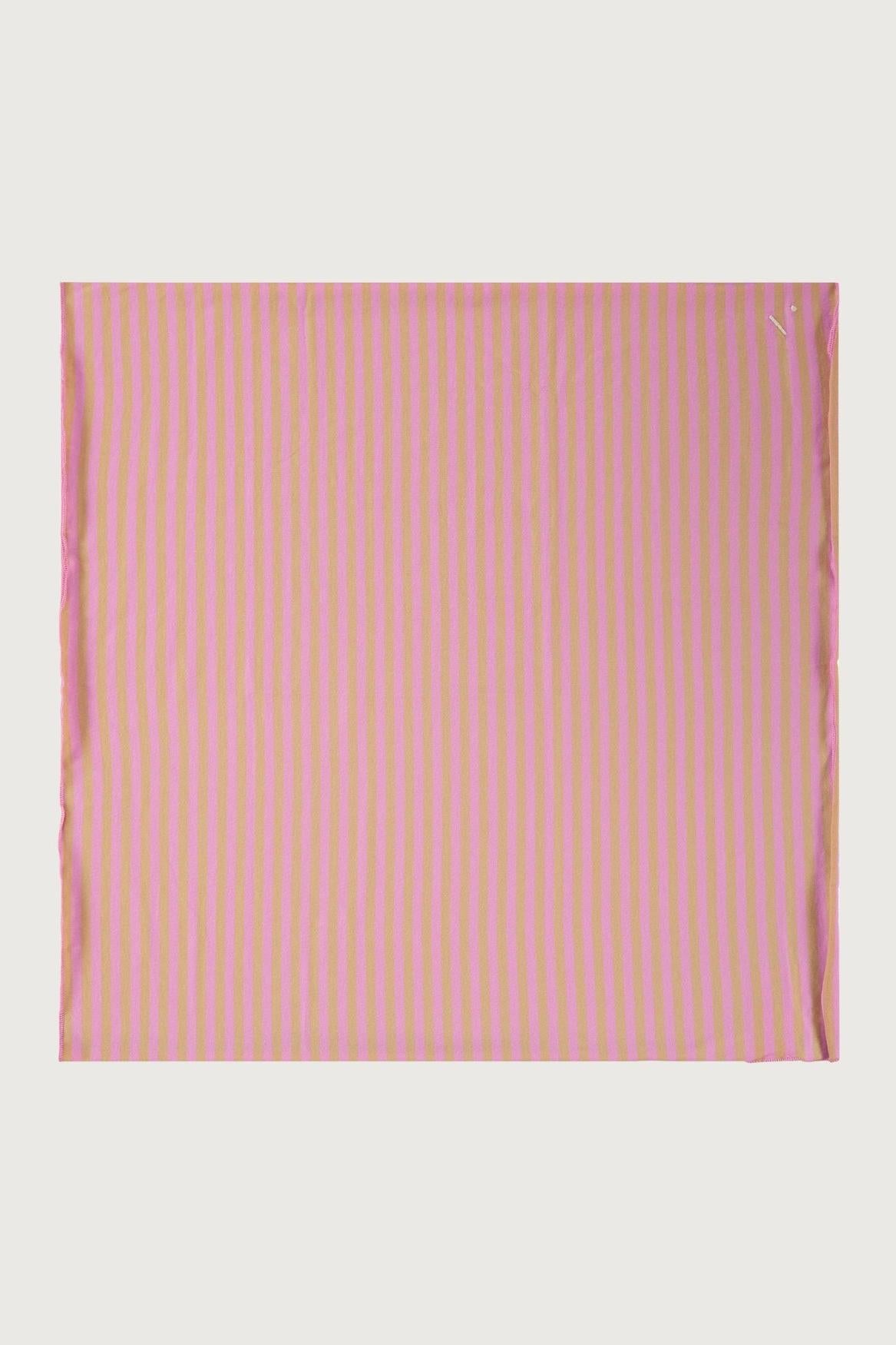 Pink striped fabric on a white background