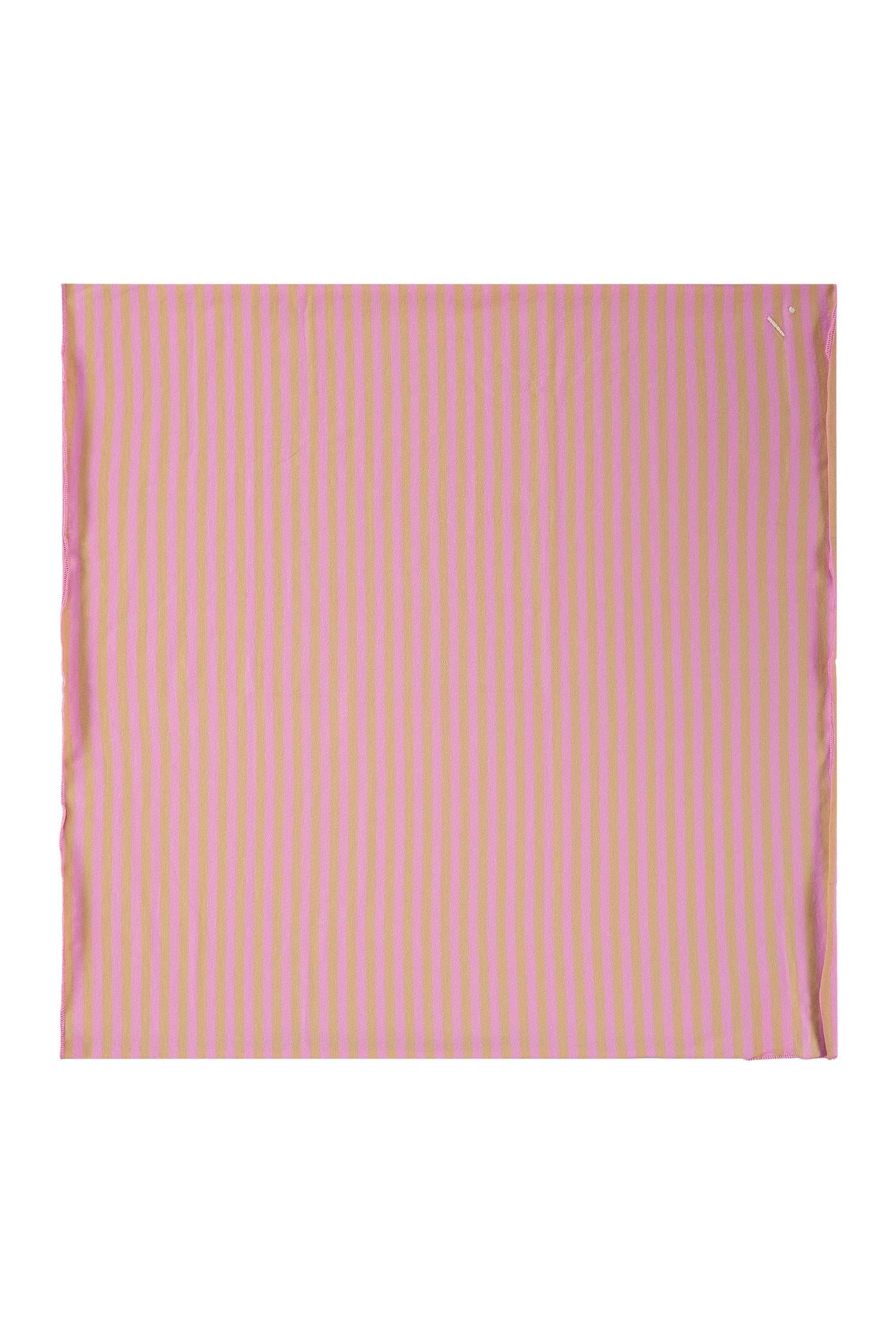 Pink and orange striped fabric on a white background