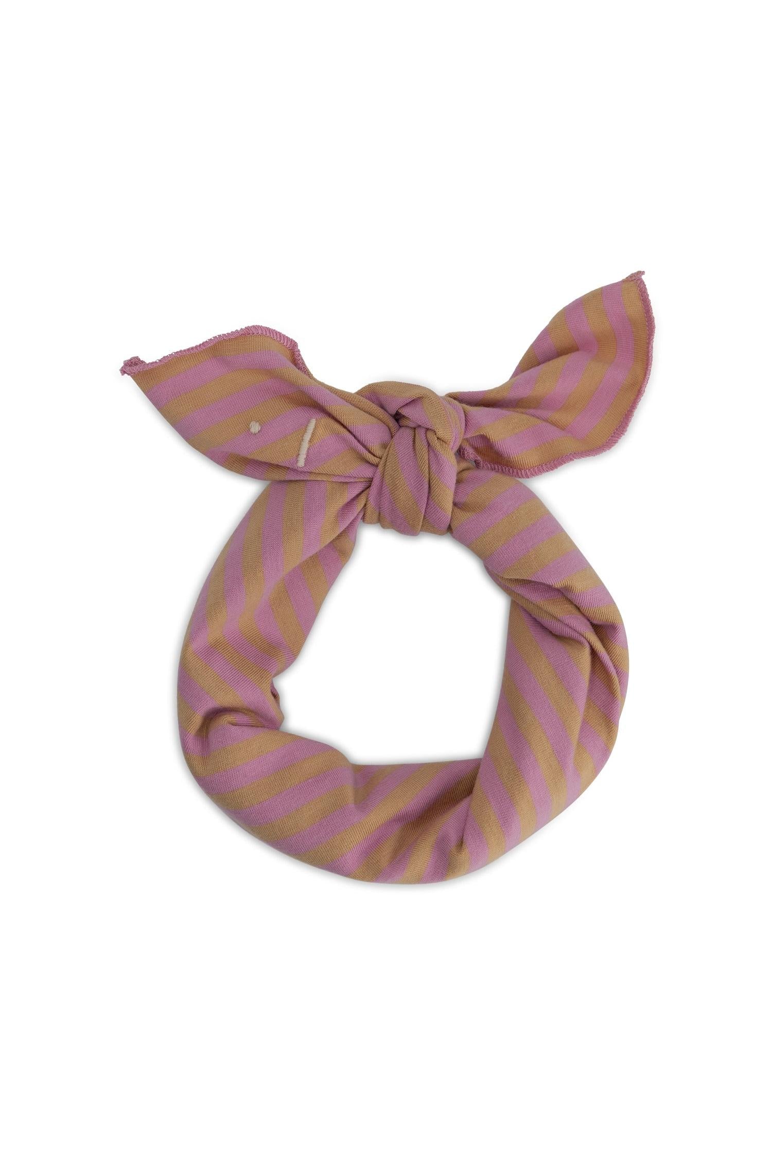 Striped headband with a knot on a white background
