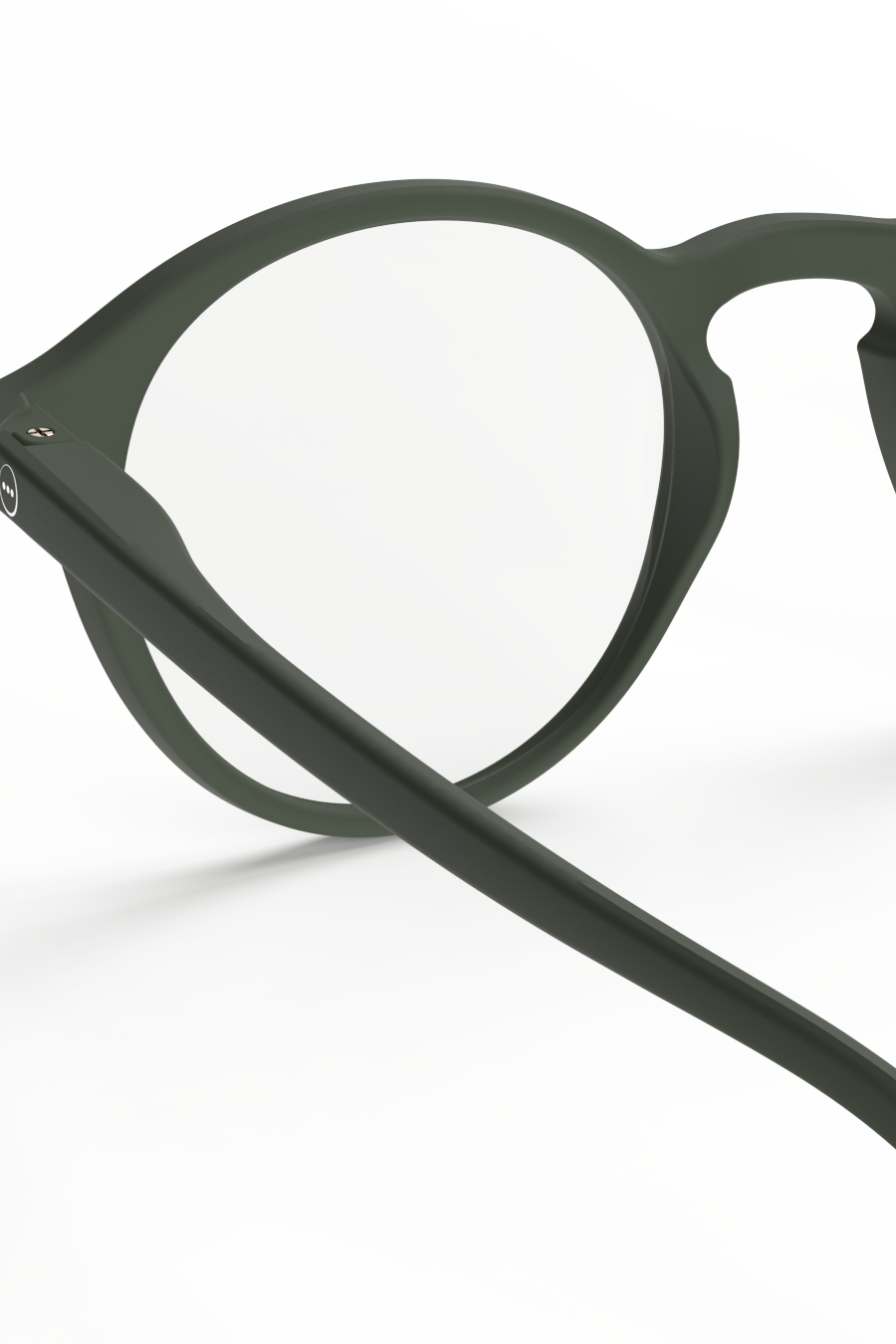 Green eyeglasses on a white background