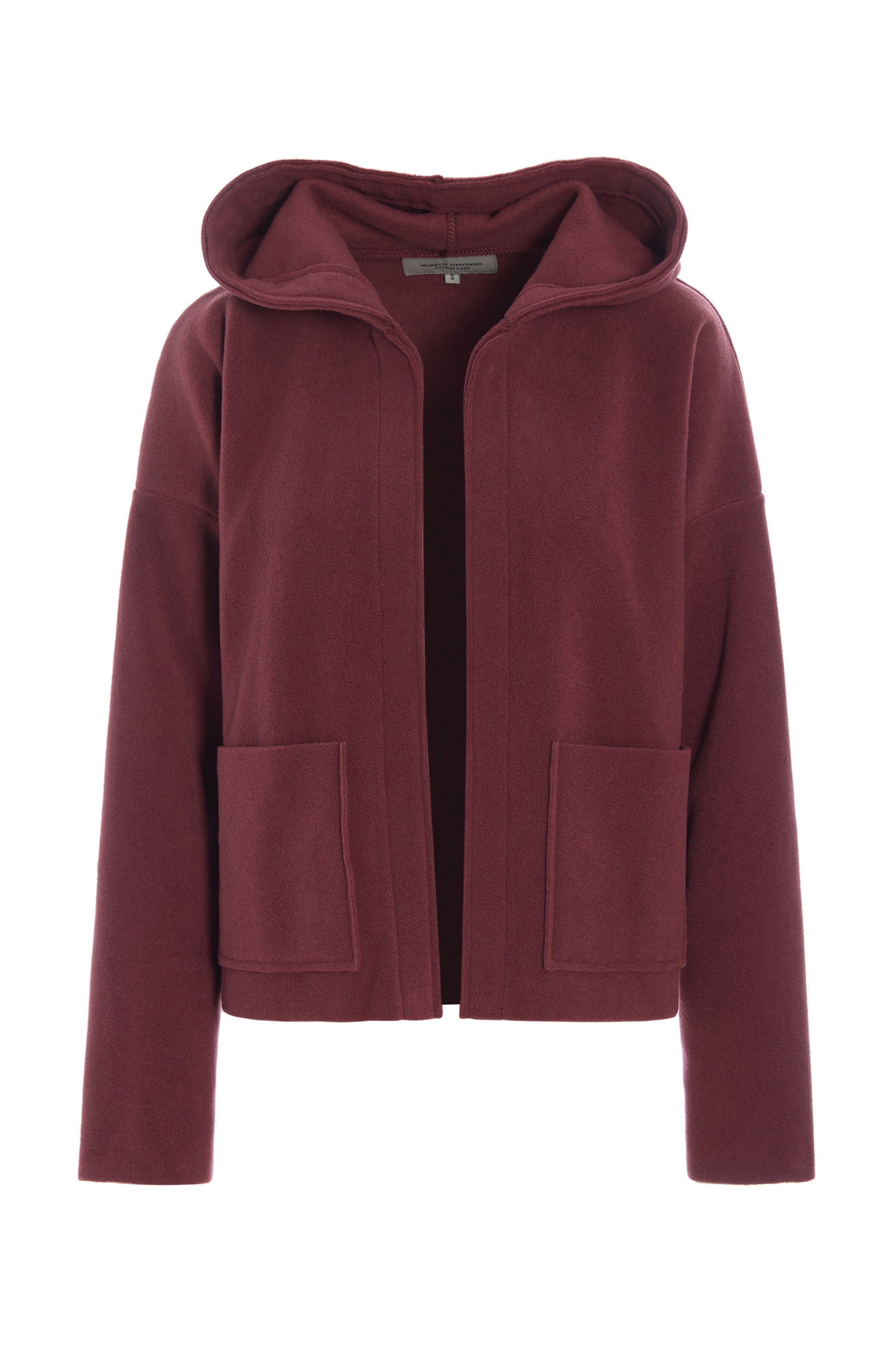 Burgundy Henriette Steffensen fleece hooded cardigan with front pockets