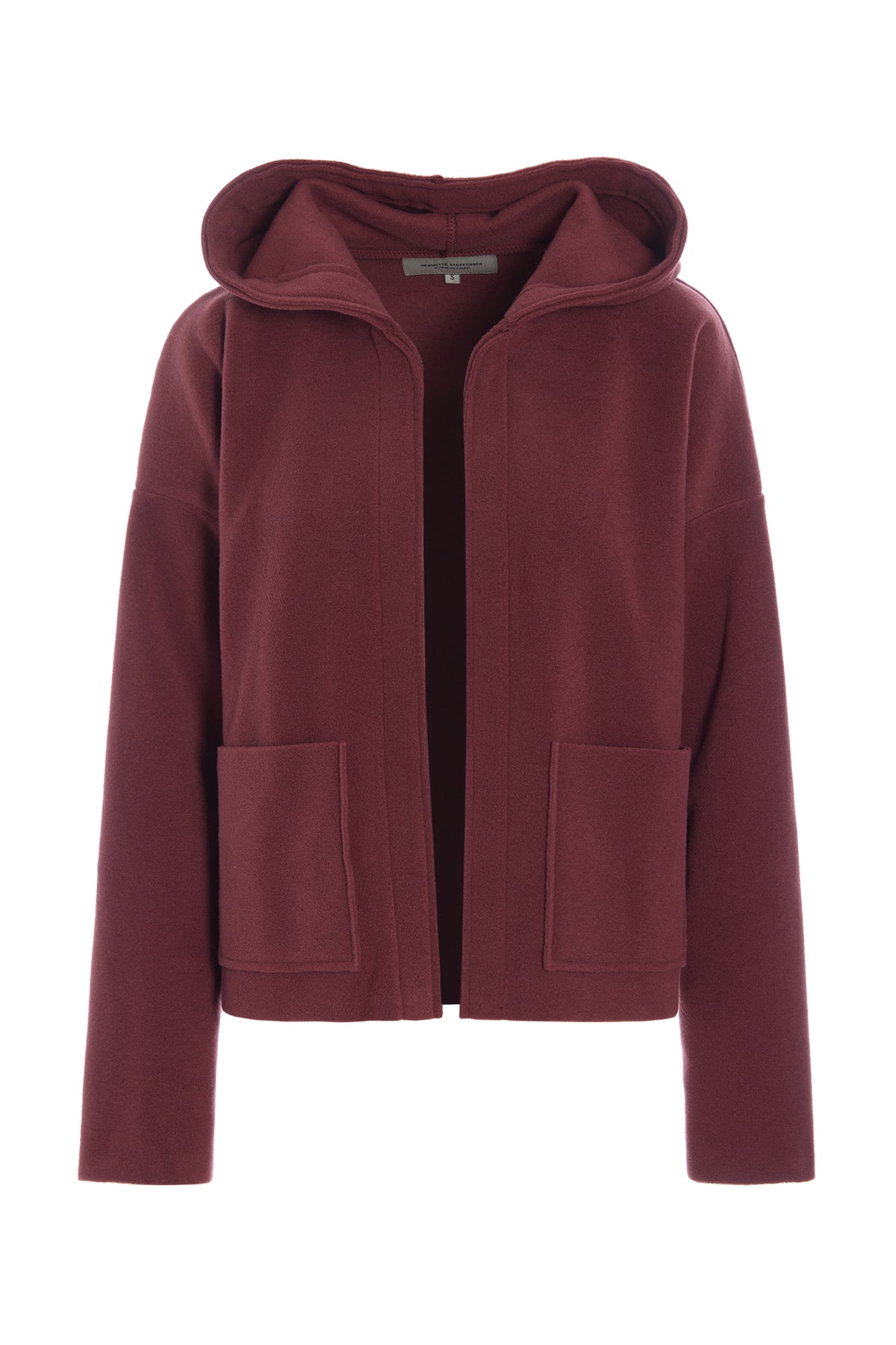 Burgundy Henriette Steffensen fleece hooded cardigan with front pockets