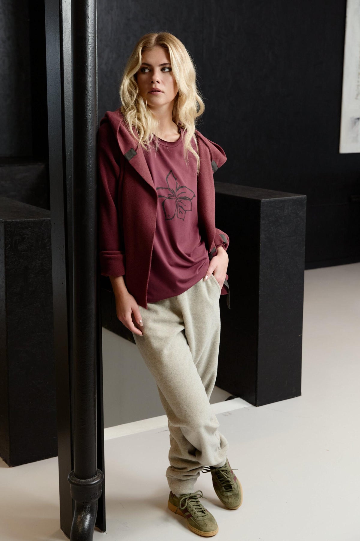 Henriette Steffensen Bordeaux Flower T-Shirt
