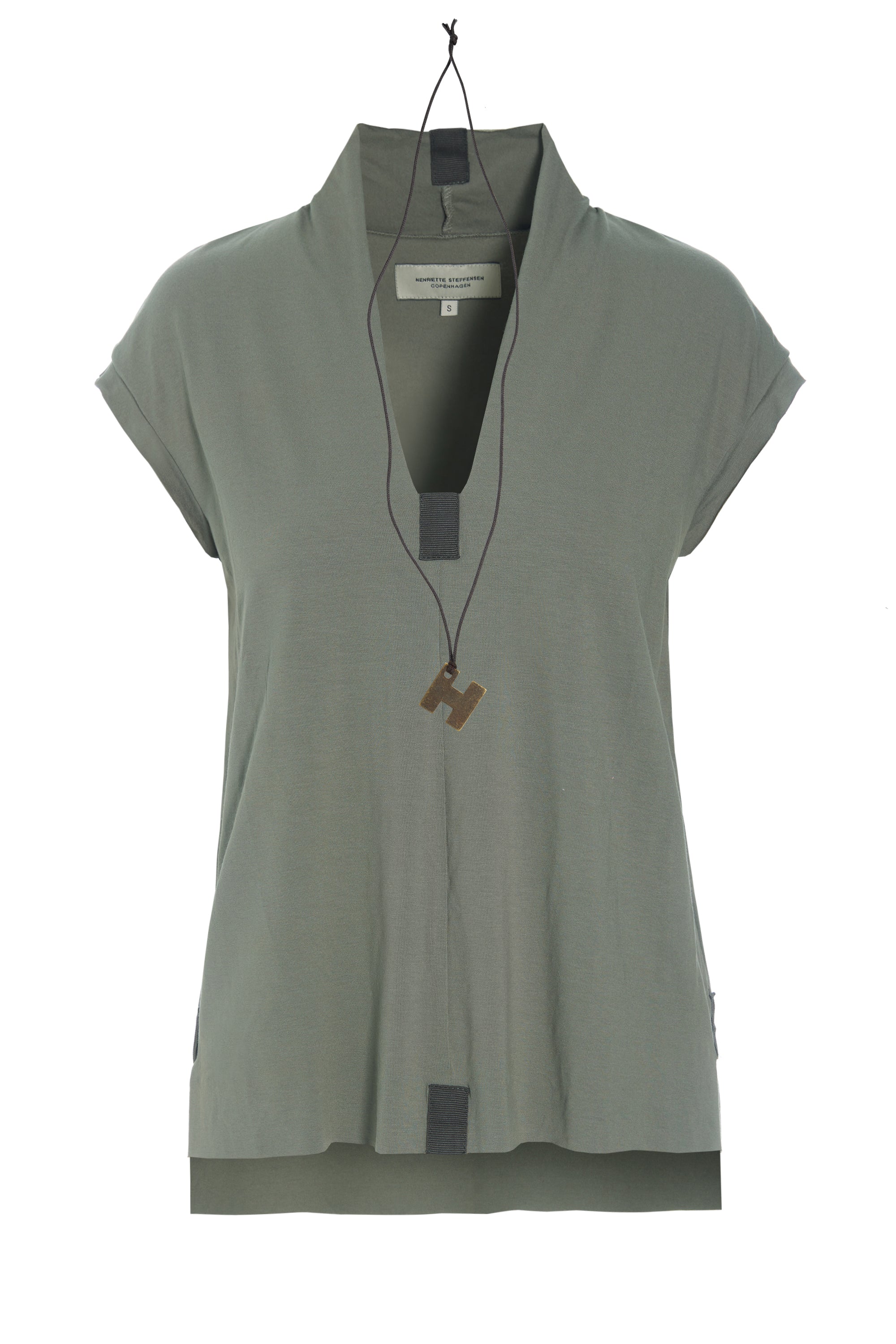 Henriette Steffensen Dusty Green V-Collar Blouse