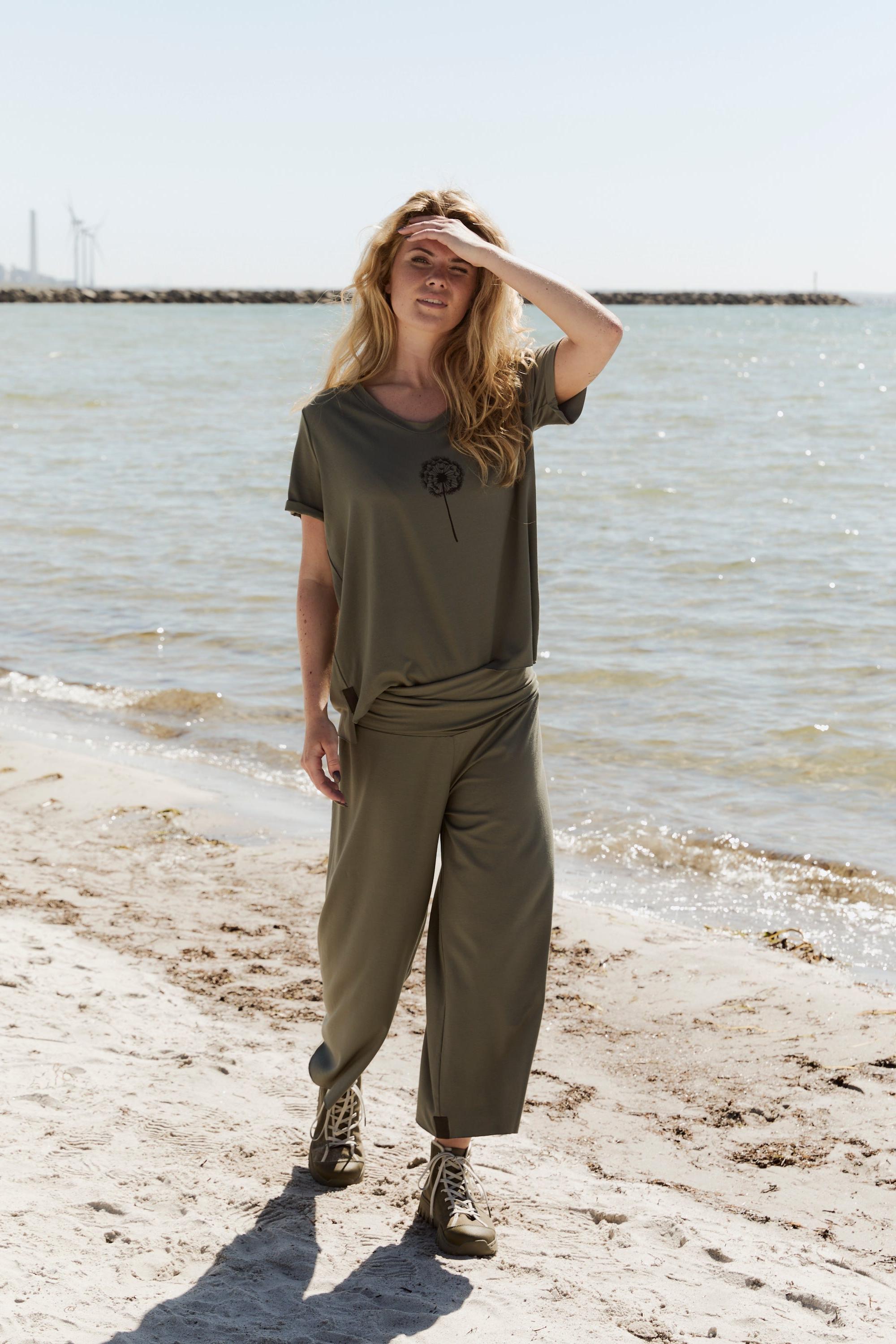 Henriette Steffensen Dusty Green Fold Down Waist 3/4 Pants